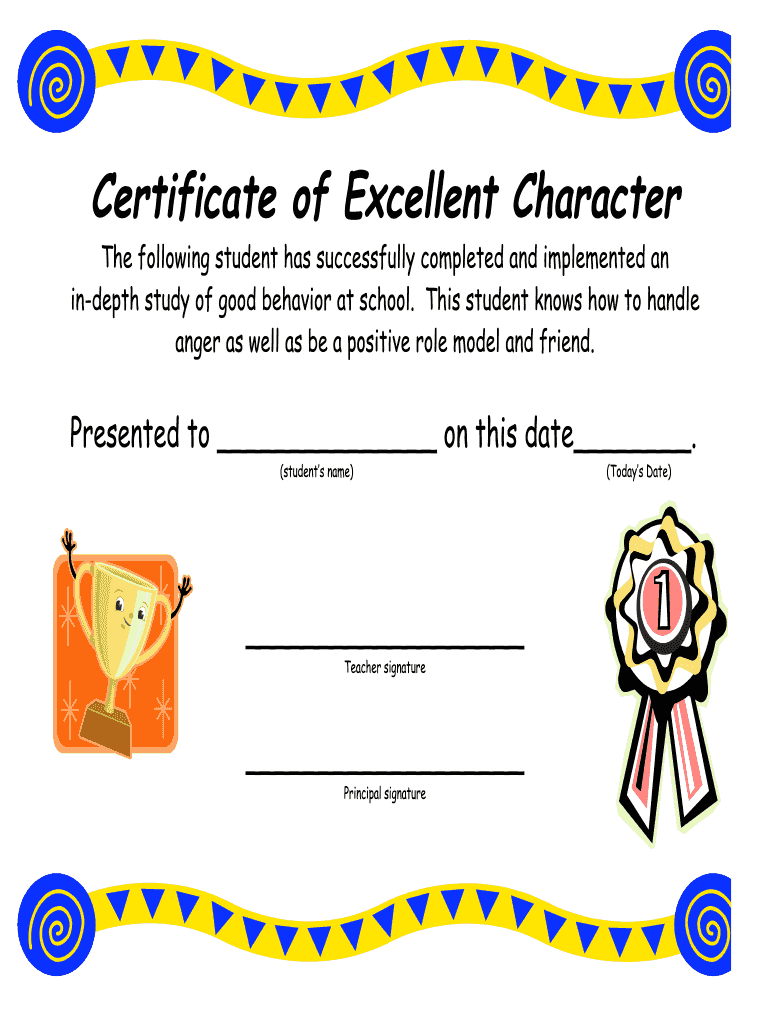 Editable Character Award Certificate Template Fill Out Sign Online DocHub