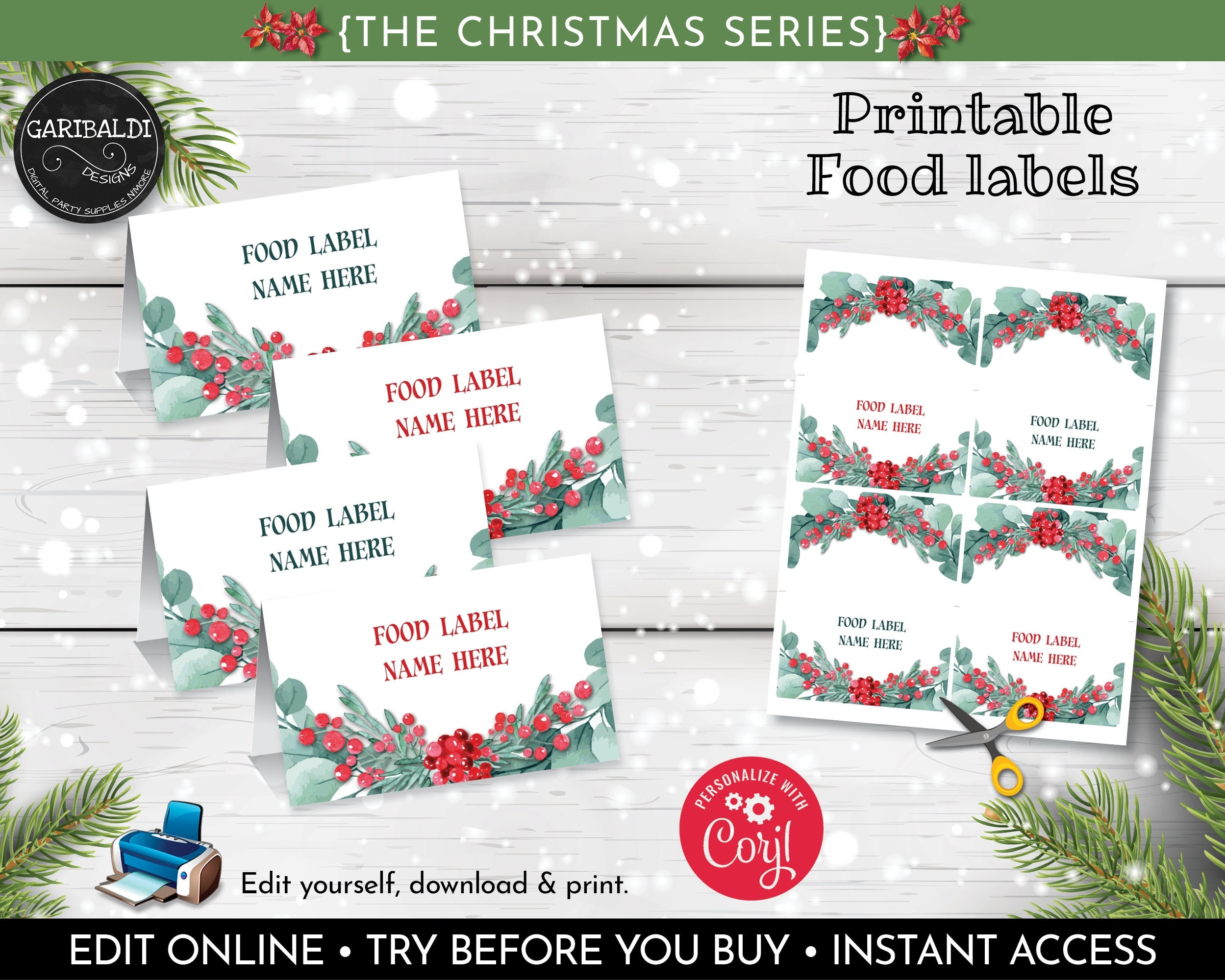 Editable Christmas Food Labels Instant Download Christmas Place Cards Christmas Food Tent Cards Holidays Buffet Labels Christmas Tags CH20 Etsy