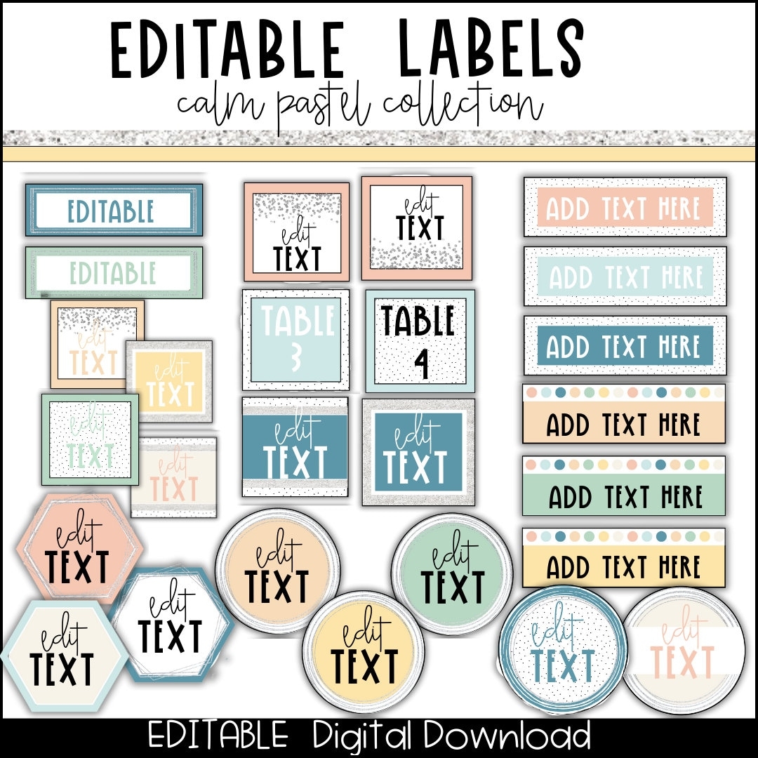 Editable Classroom Labels Pastel Classroom Labels Pastel Classroom Decor Classroom Labels Template Classroom Organization Editable Etsy