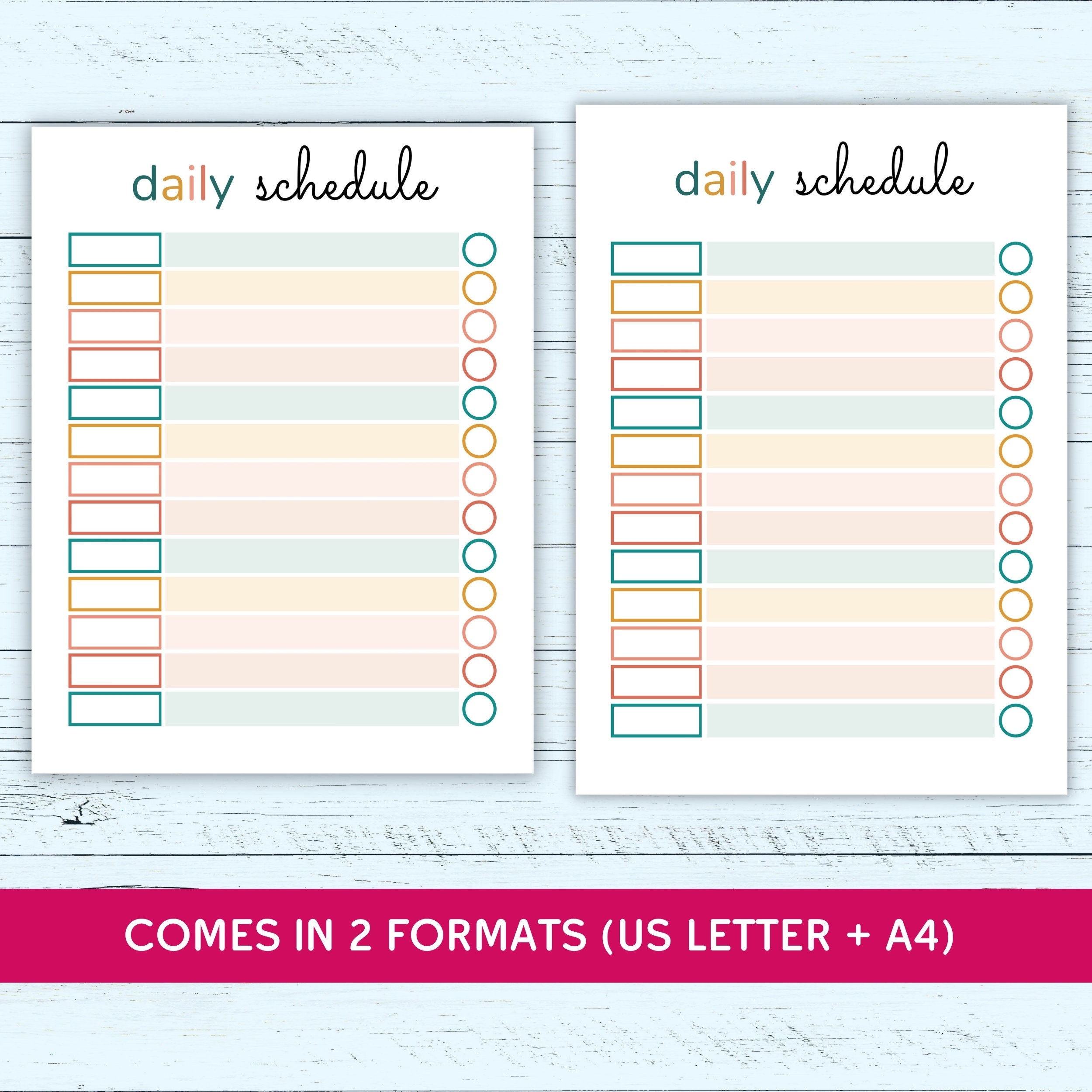 Editable Daily Schedule Template For Kids Printable Kids Daily Schedule Cute Colorful Daily Schedule Planner For Kids Fillable PDF Etsy