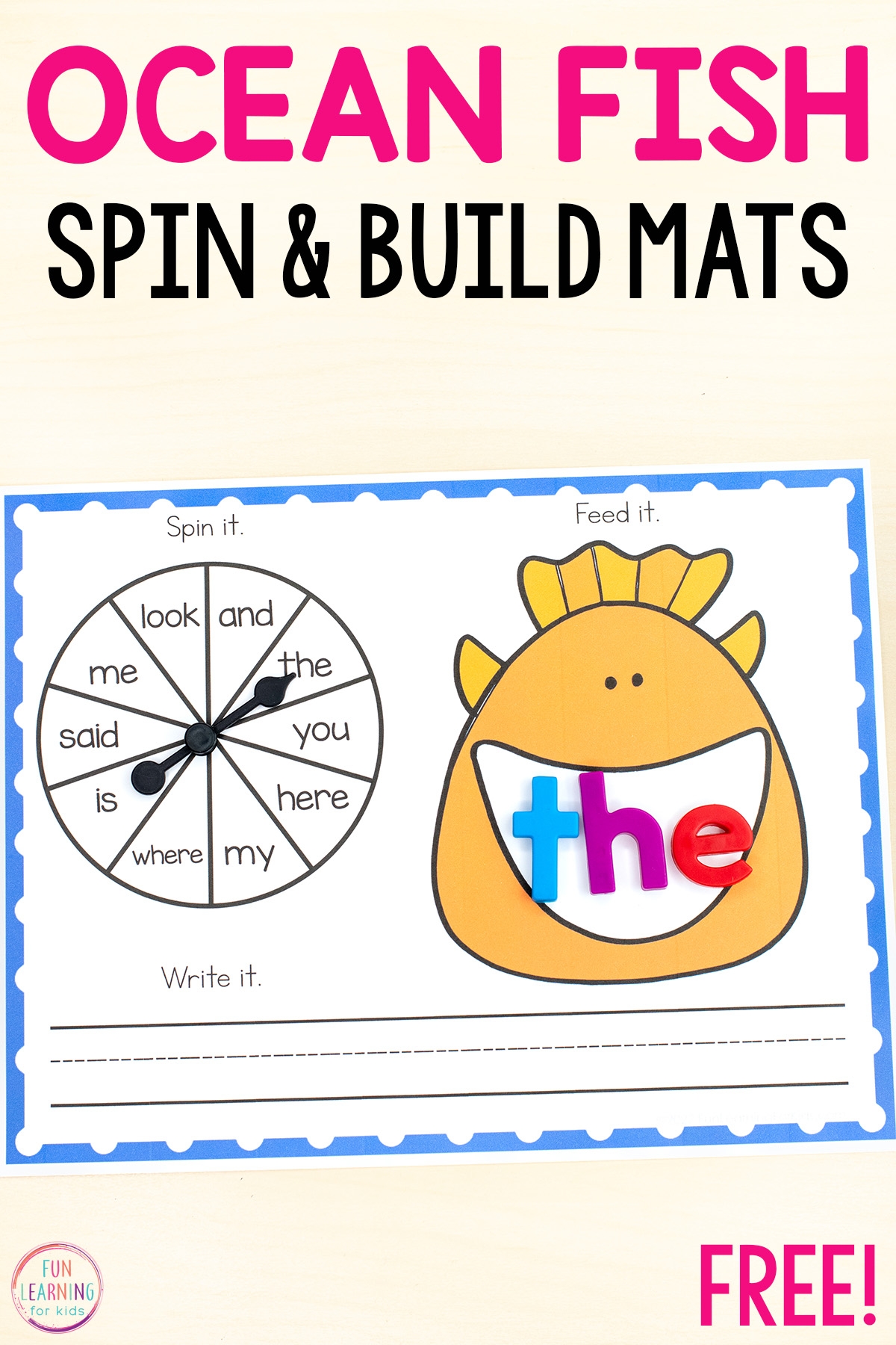 Editable Feed The Fish Spin And Build Mats Printable