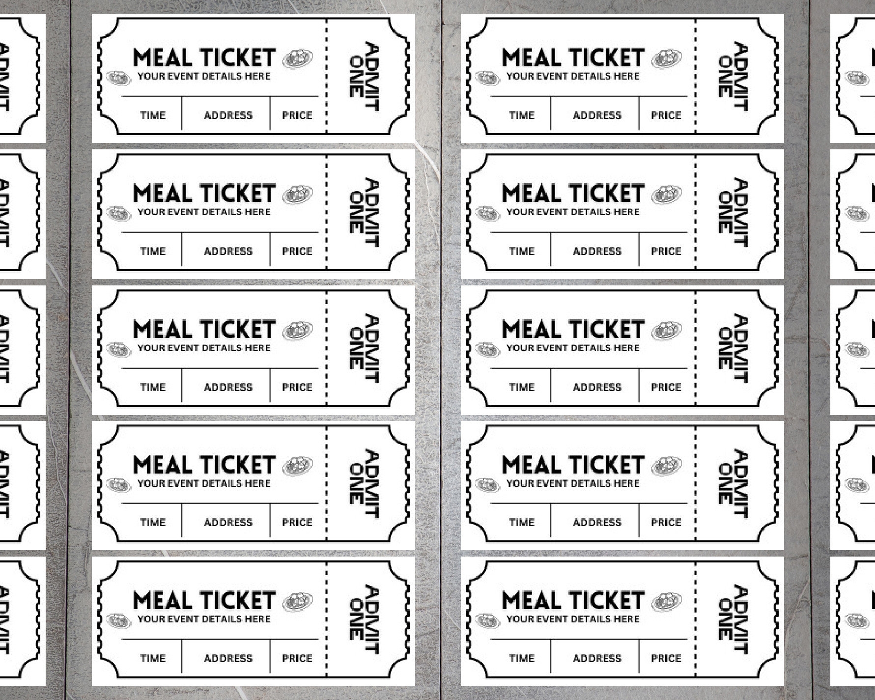 Printable Ticket Template Printable Editable Ticket Template Black And White