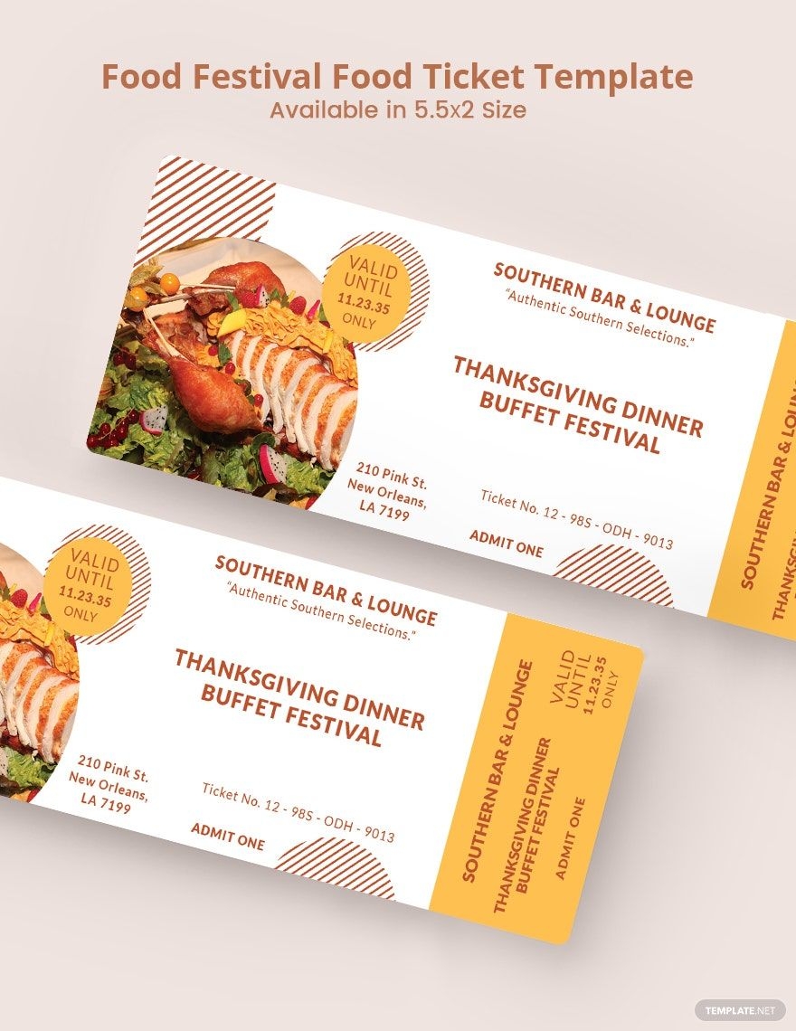 Free Printable Ticket Template Editable For Restaurant Event