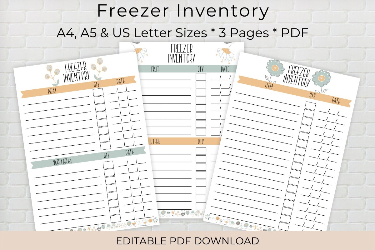 Editable Freezer Inventory Printable