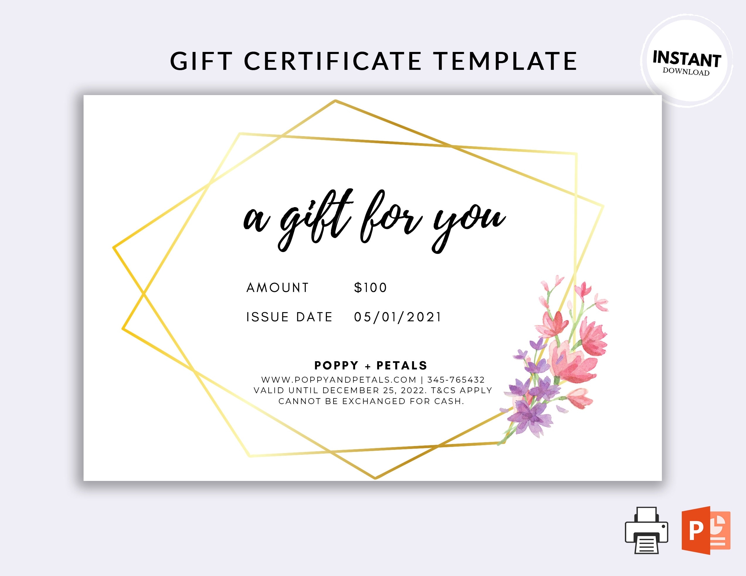 Editable Gift Certificate Template Printable Gift Voucher Template DIY Gift Certificate DIY Gift Voucher Downloadable Gift Voucher Etsy