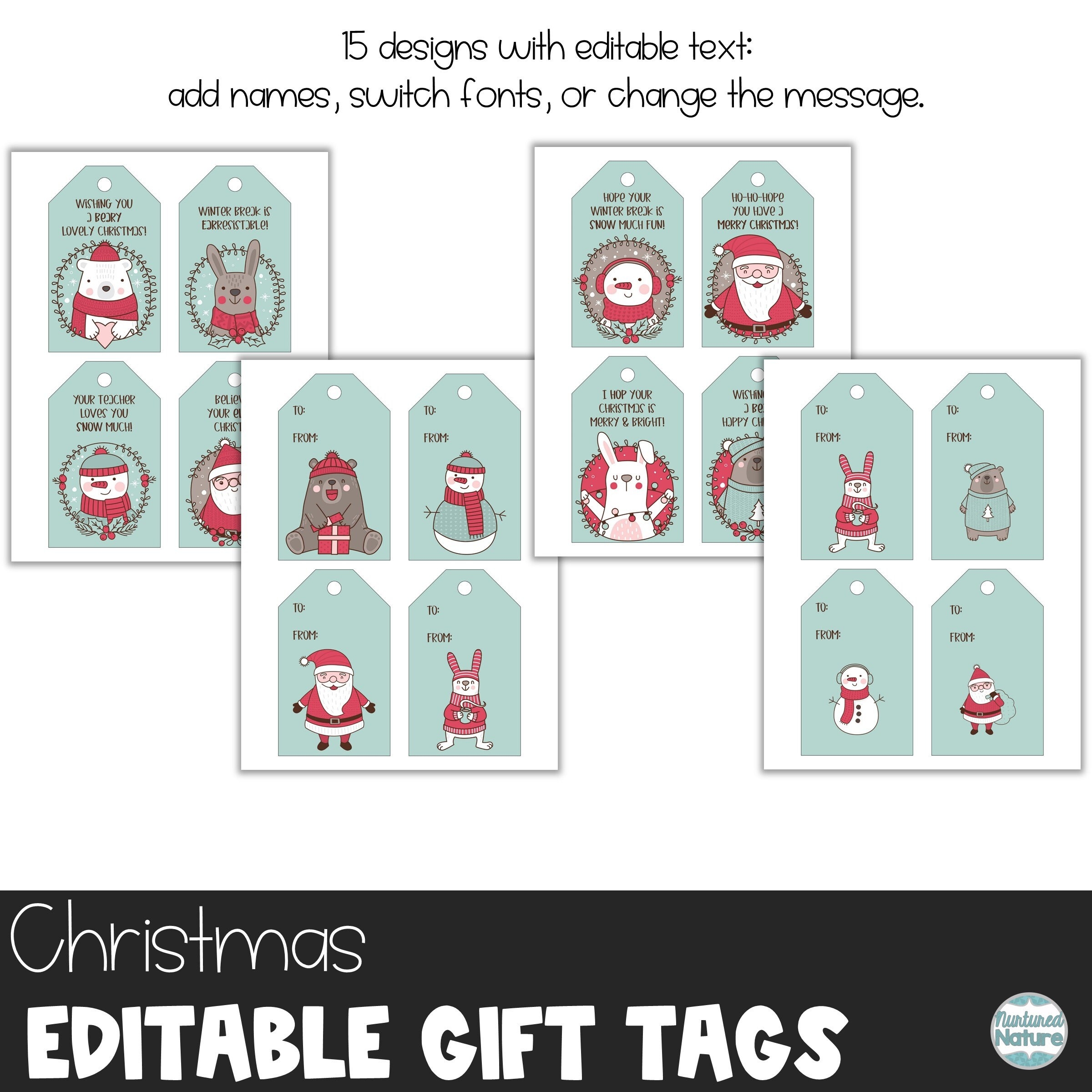 Editable Gift Tags Christmas Gift Tags Printable Kids Christmas Gift Tags Personalized To From Christmas Tags Student Gifts From Teacher Etsy