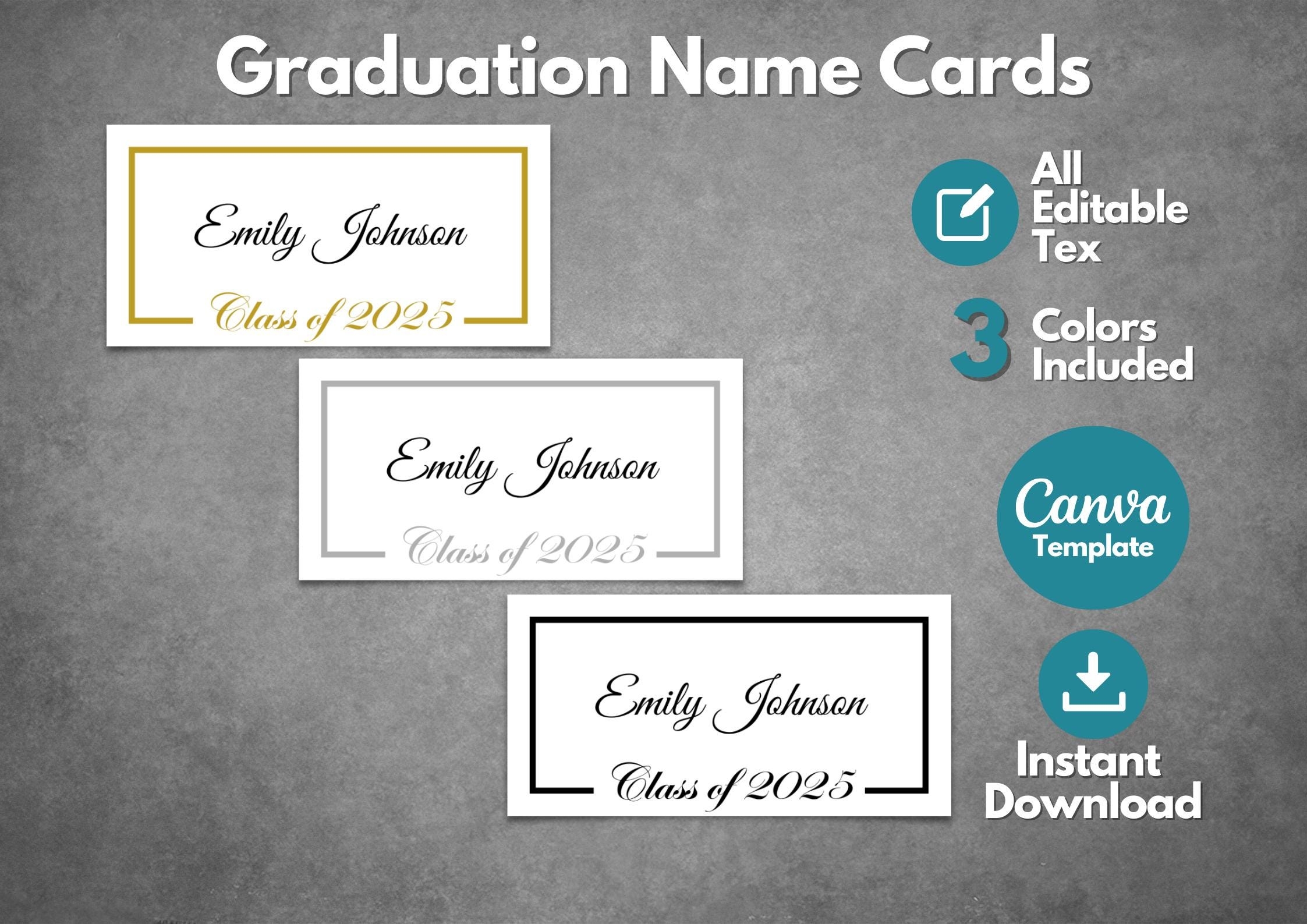 Editable Graduation Name Card Template Printable Class 2025 Graduation Name Cards Name Cards For Graduates Template Etsy