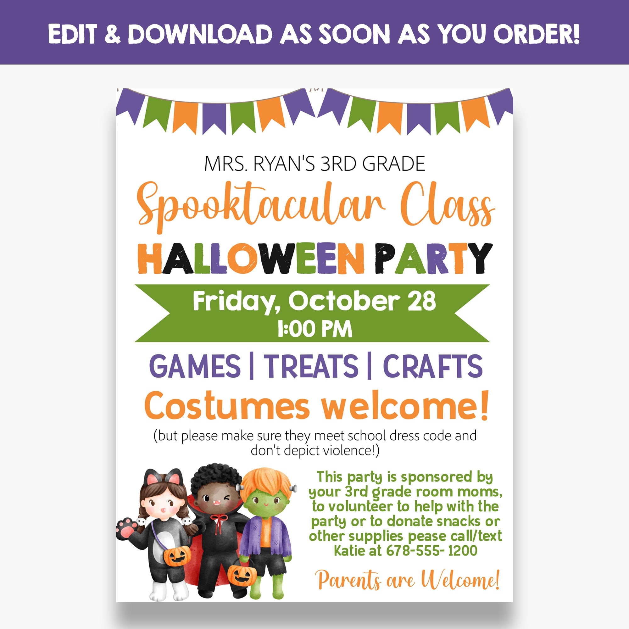 Editable Printable Flyer For Classroom Party