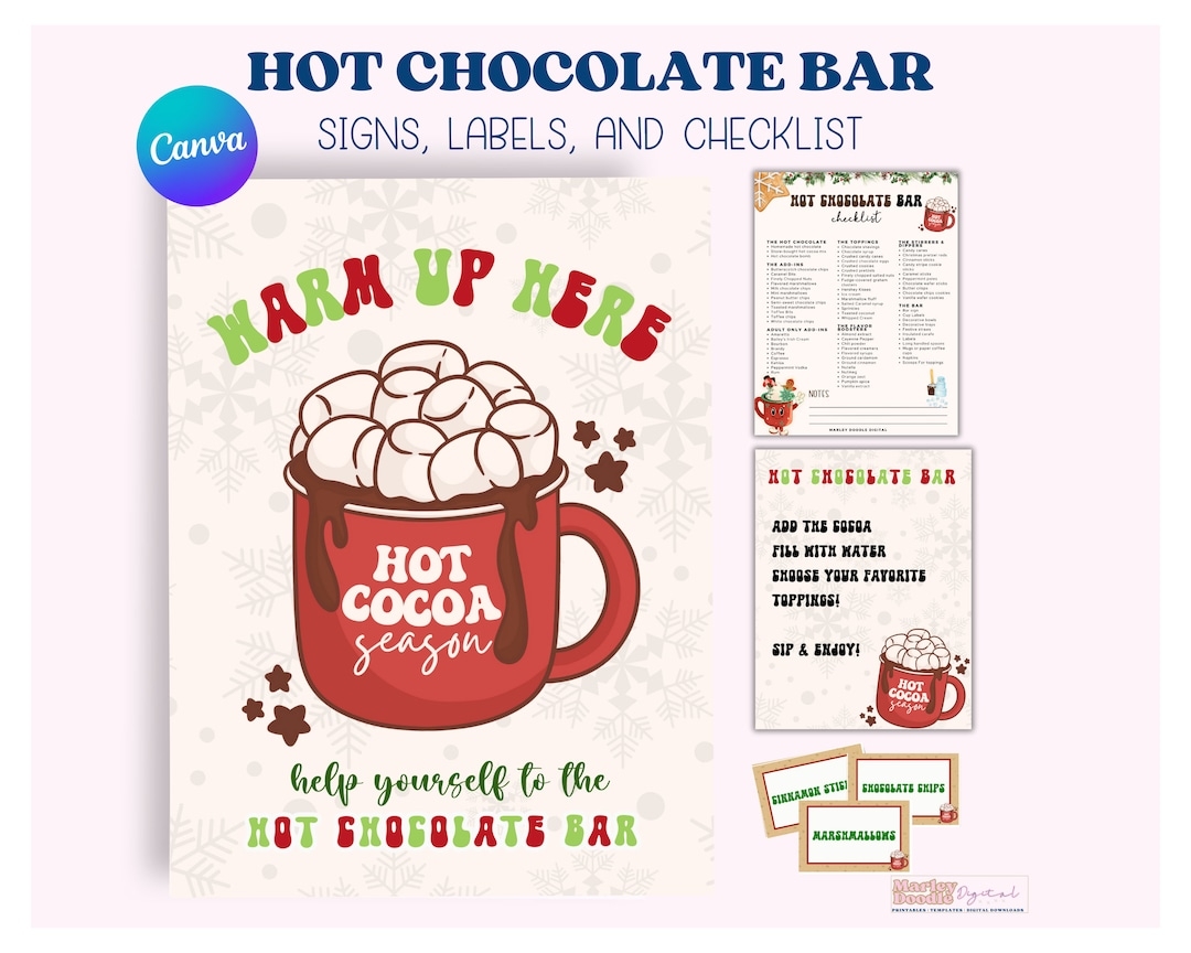 Editable Hot Chocolate Bar Sign Checklist And Hot Chocolate Bar Labels Bundle Etsy