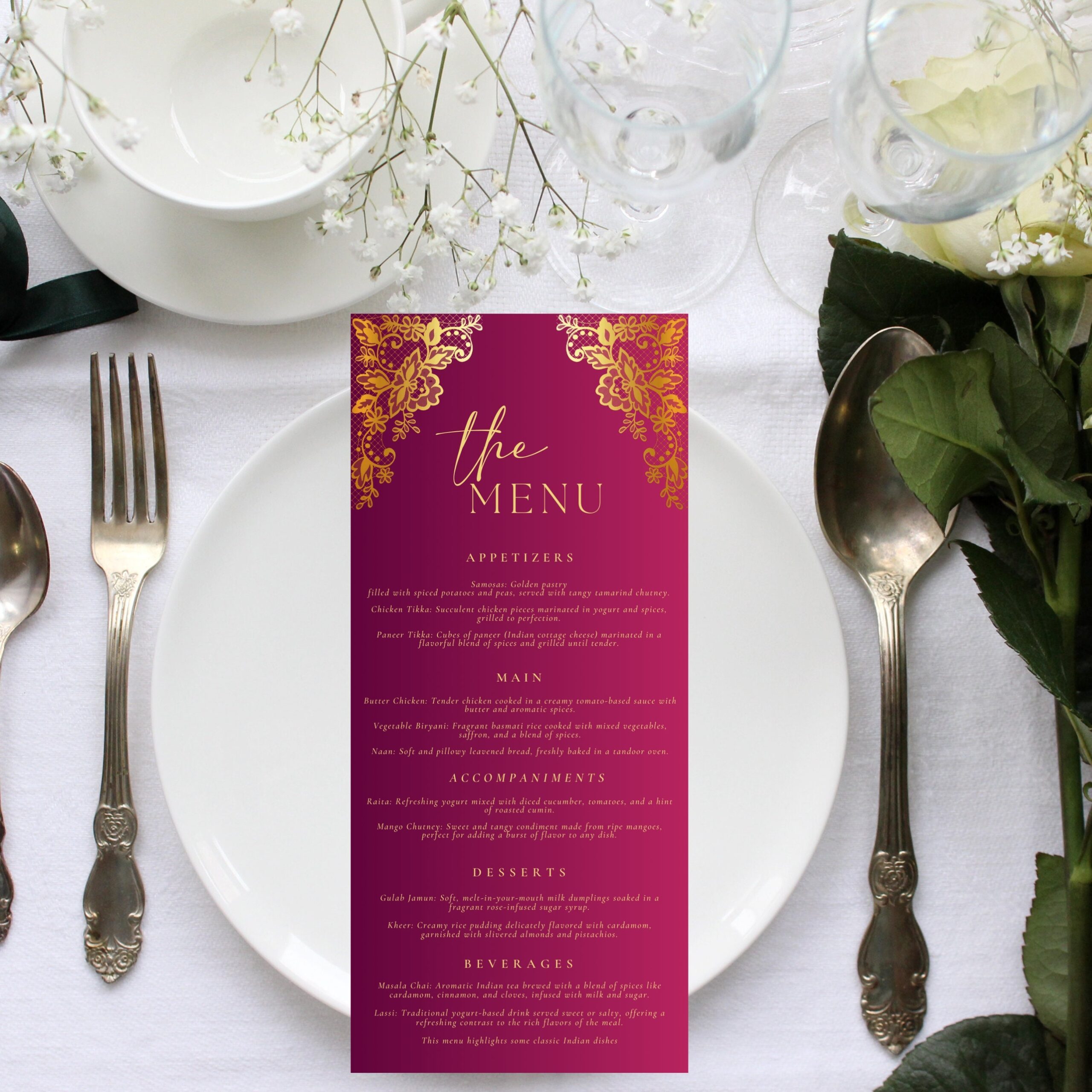 Editable Printable Menu Maroon And Gold
