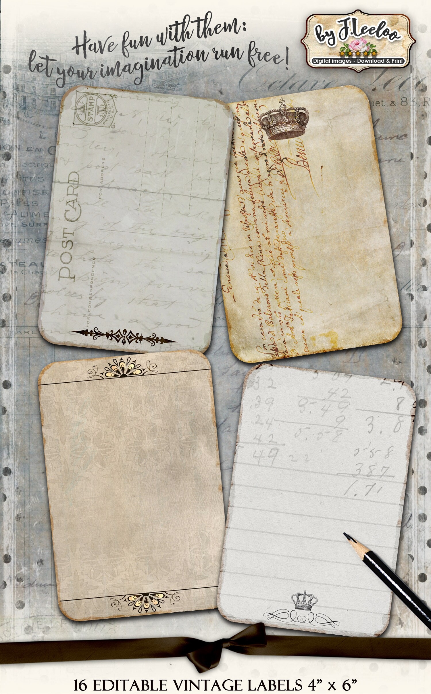 EDITABLE LABELS Vintage Writable Cards For Scrapbook Journal Diary Art Altered Instant Download Digital Collage Sheet Printable Pp468 Etsy