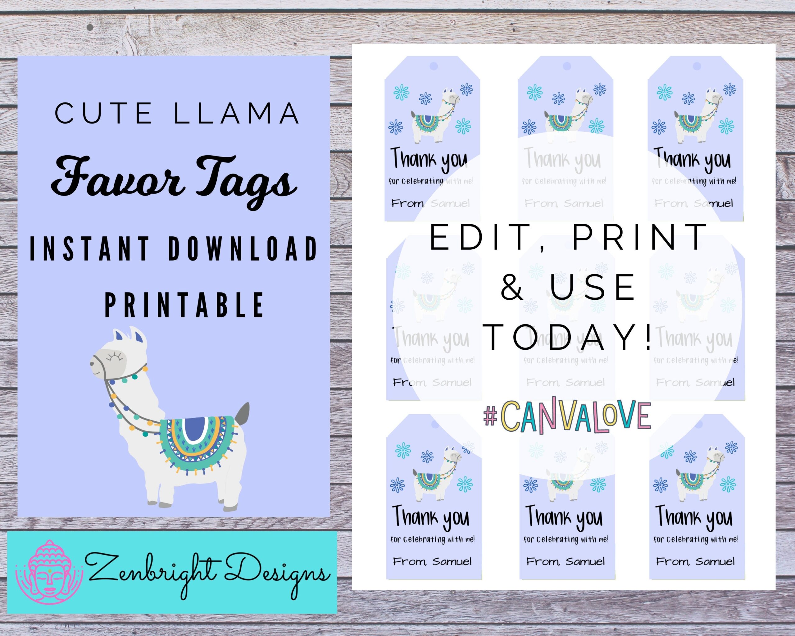 Editable Printable Llama Tags