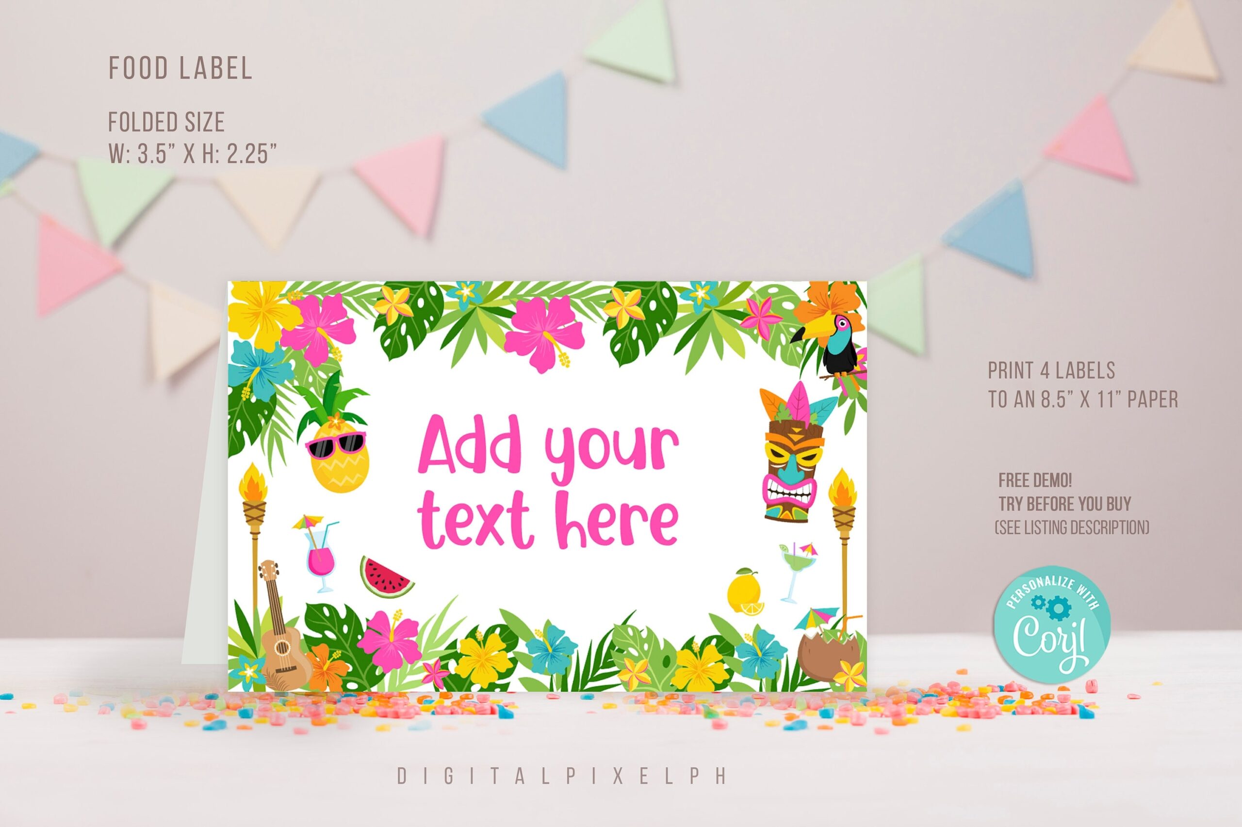 Editable Luau Food Label Luau Food Tent Cards Luau Food Tent Label Hawaiian Food Label Etsy