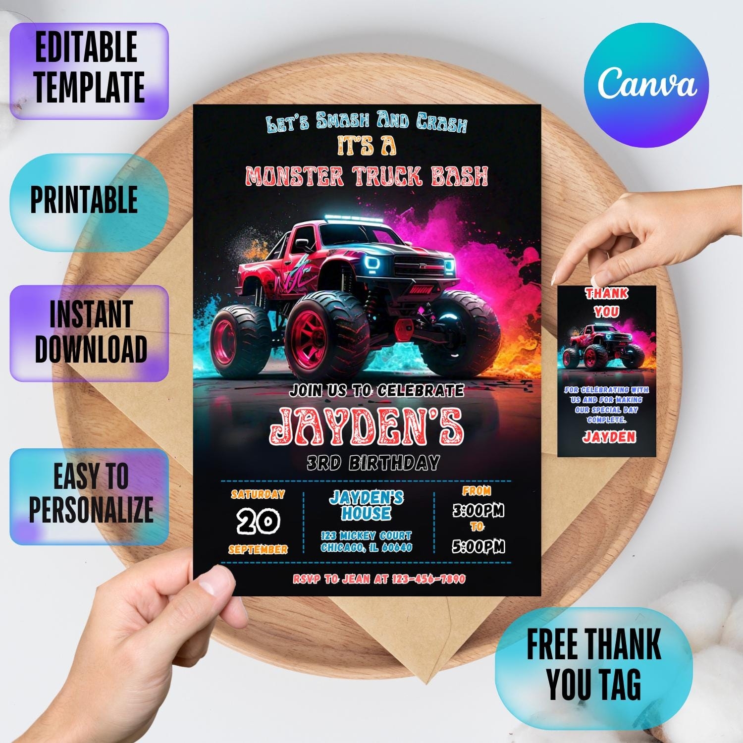 Editable Monster Invite Monster Jam Party Invite Monster Jam Invitation Invitation For Boys Editable Truck Invite Monster Truck Invite Etsy