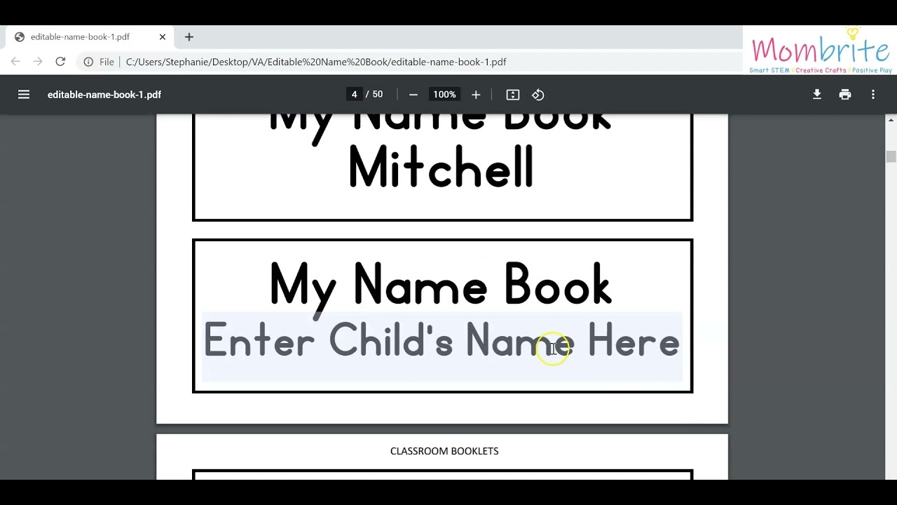 Preschool Editable Name Book Printable Free