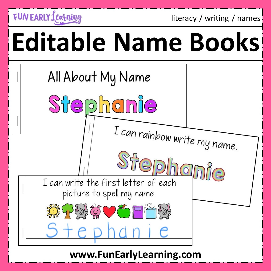 Editable Name Books Name Writing Activities For Preschool Fun Early Learning