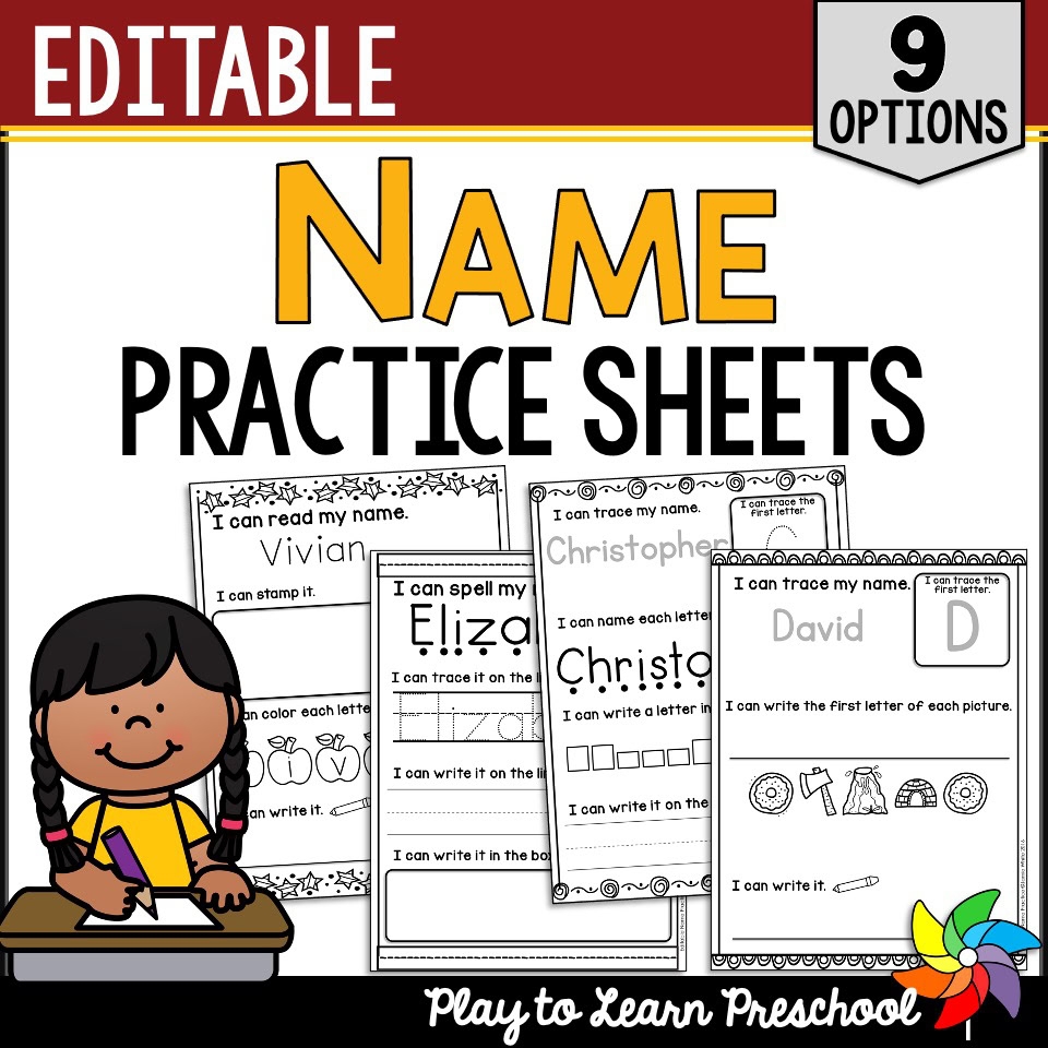 Printable Editable Name Practice Sheets