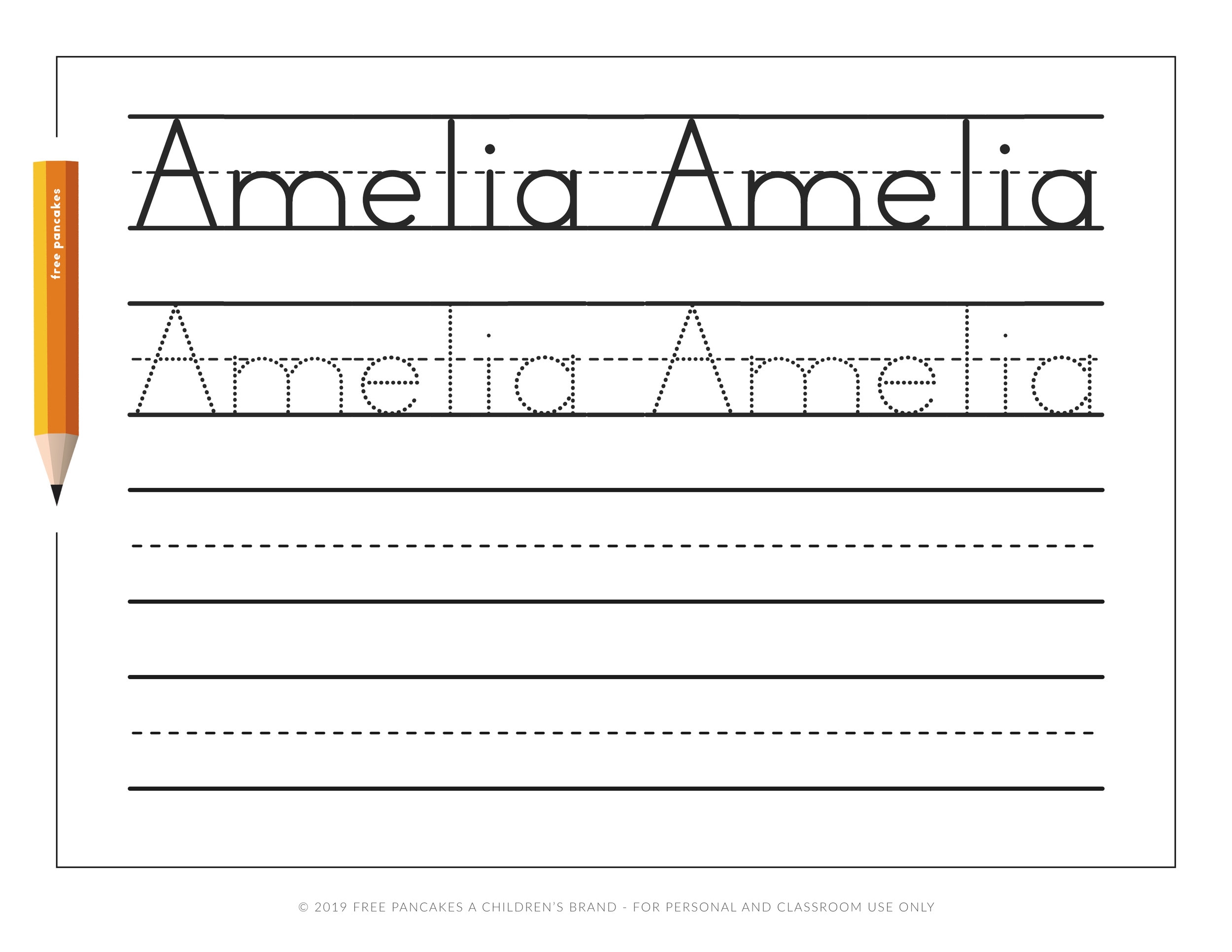 Free Printable Editable Preschool Name Tracer Pages