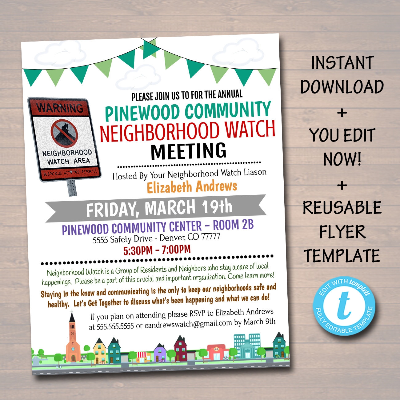 Free Neighborhood Meeting Signage Template Editable Printable