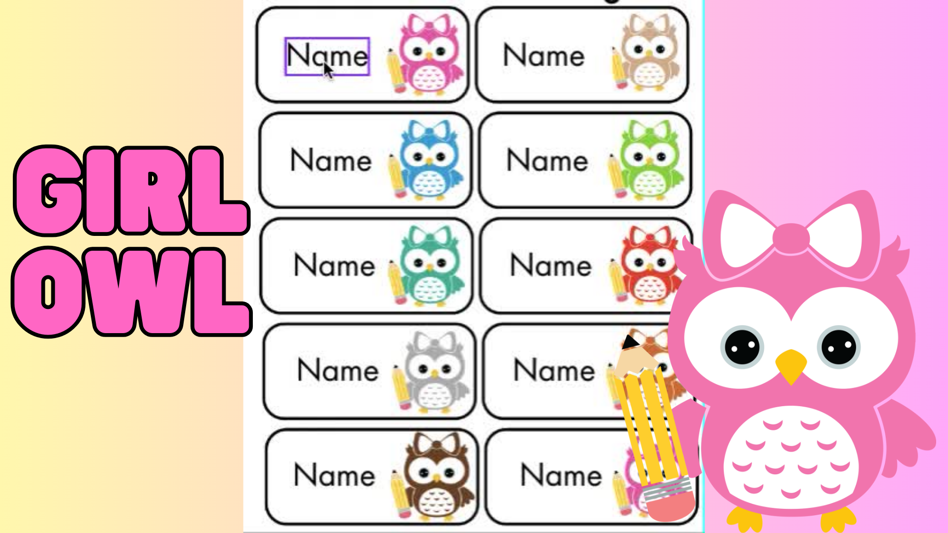 Editable Owl Name Tags Made By Teachers