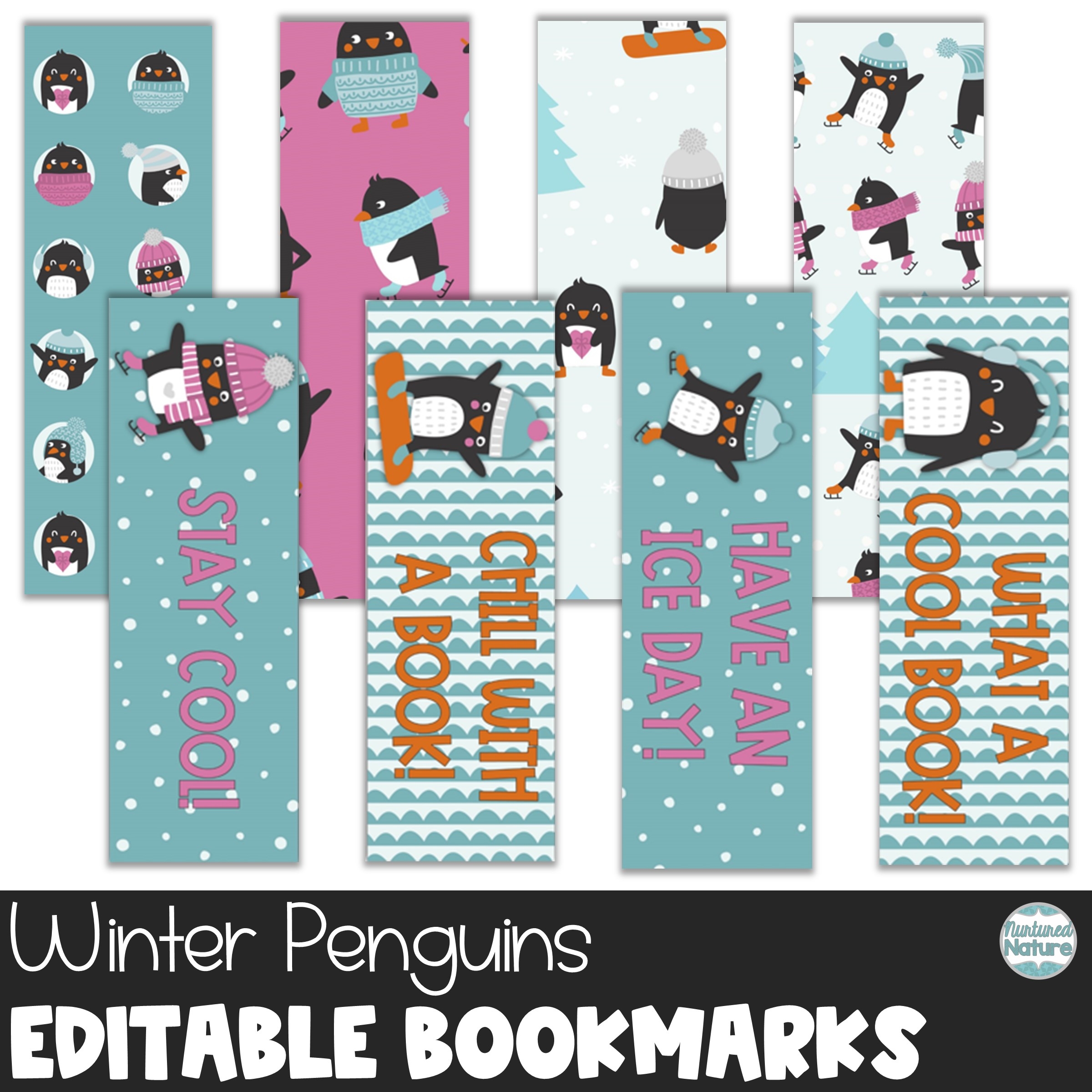 Editable Printable Holiday Bookmarks