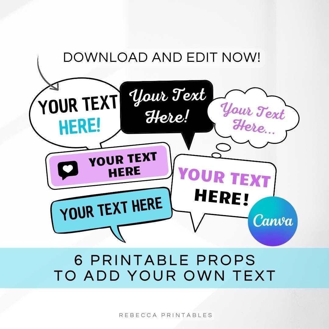 Editable Printable Photo Booth Word Bubbles