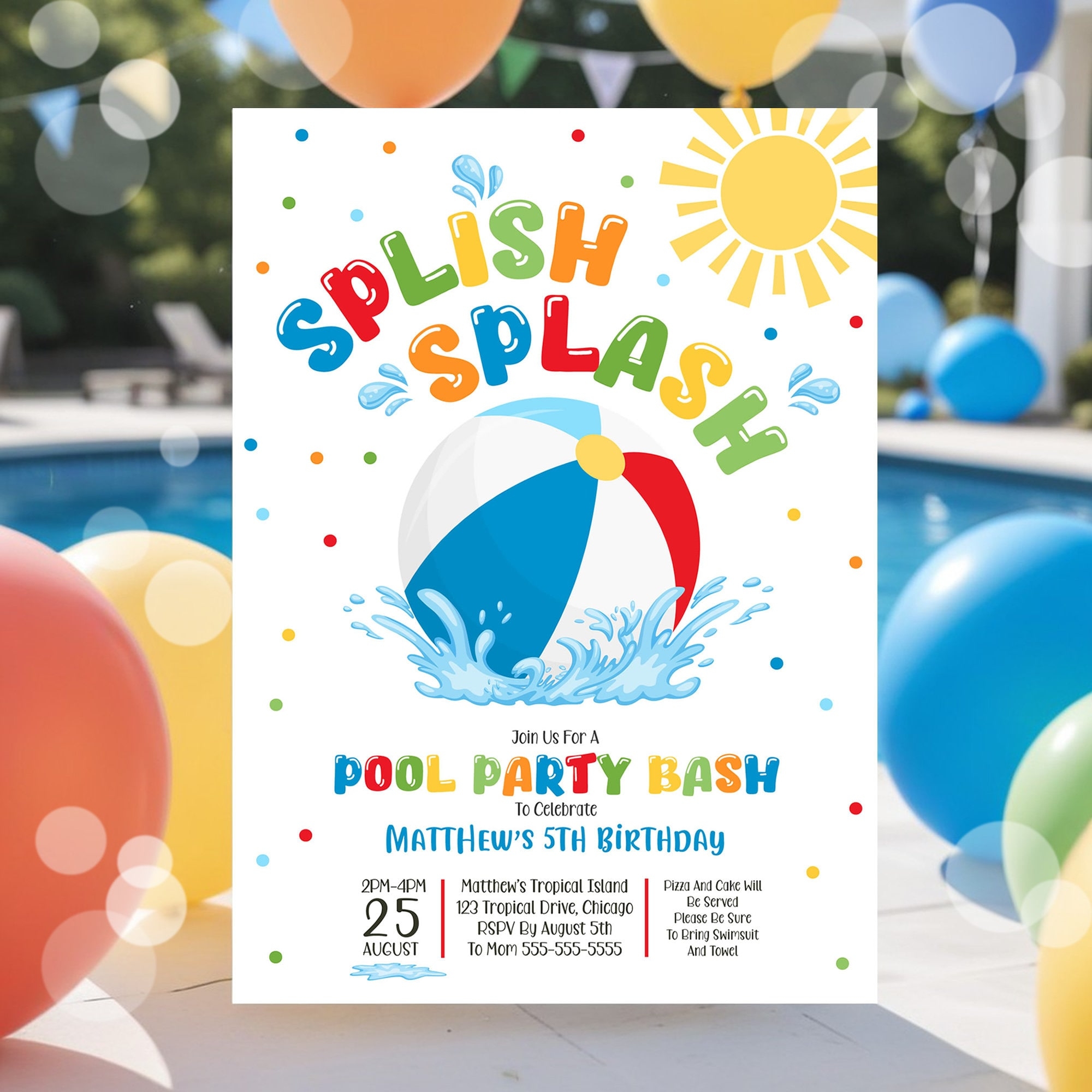 EDITABLE Pool Party Invitation Splish Splash Pool Party Invitation Summer Tropical Swimming Pool Splash Pad Party Instant Download SS1 Etsy
