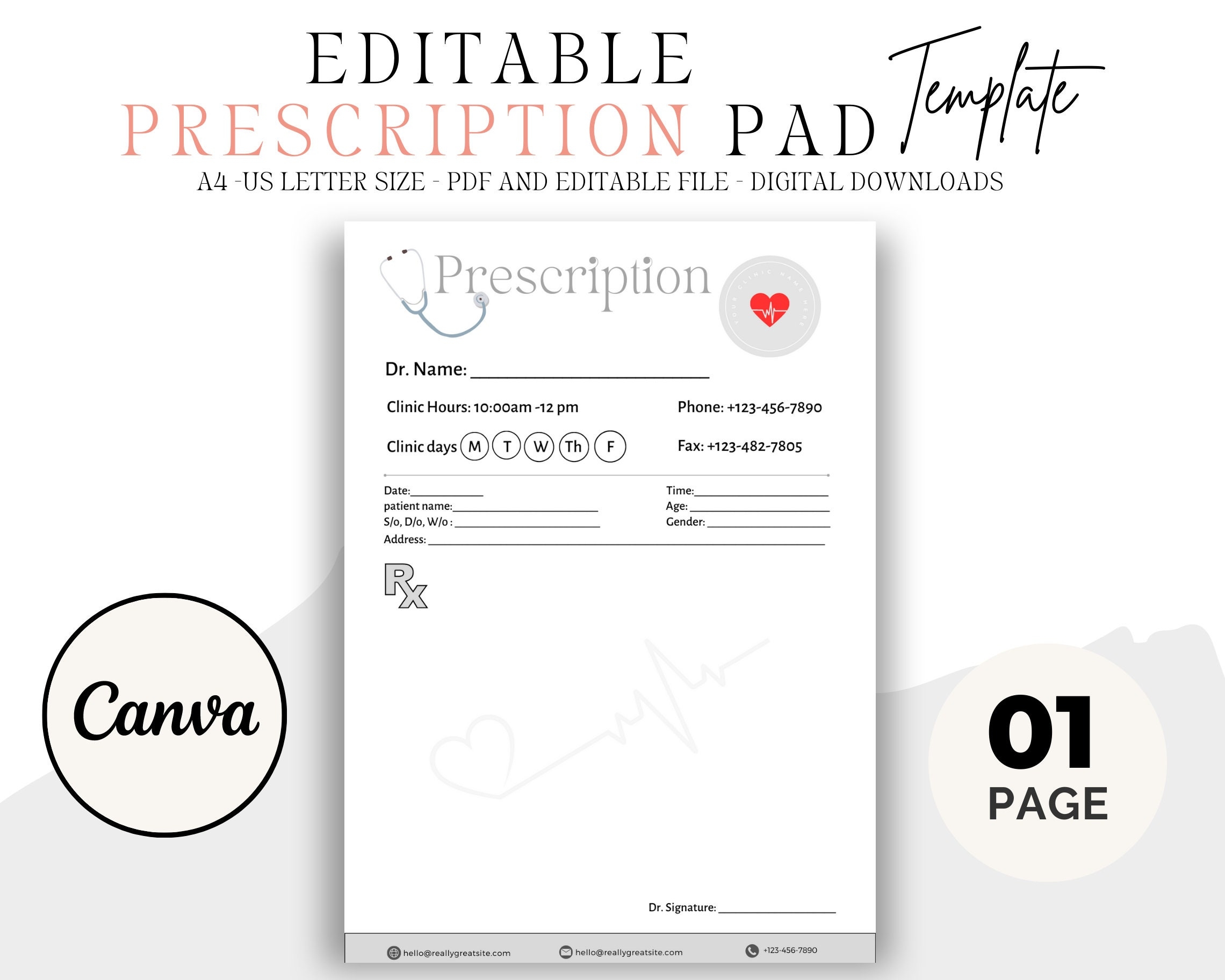 Editable Prescription Pad Template Medical Prescription Prescription Design Prescription Notepad Doctor Prescription Doctor Template Etsy