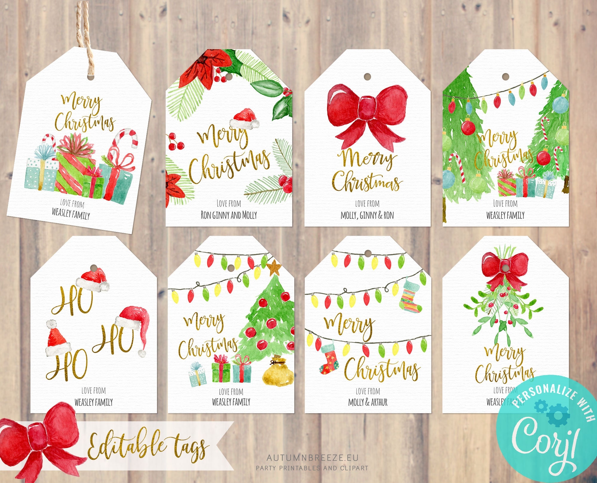 Editable Printable Christmas Tags Holiday Gift Tags Christmas Printable Printable Christmas Tags Printable Gift Tags Etsy
