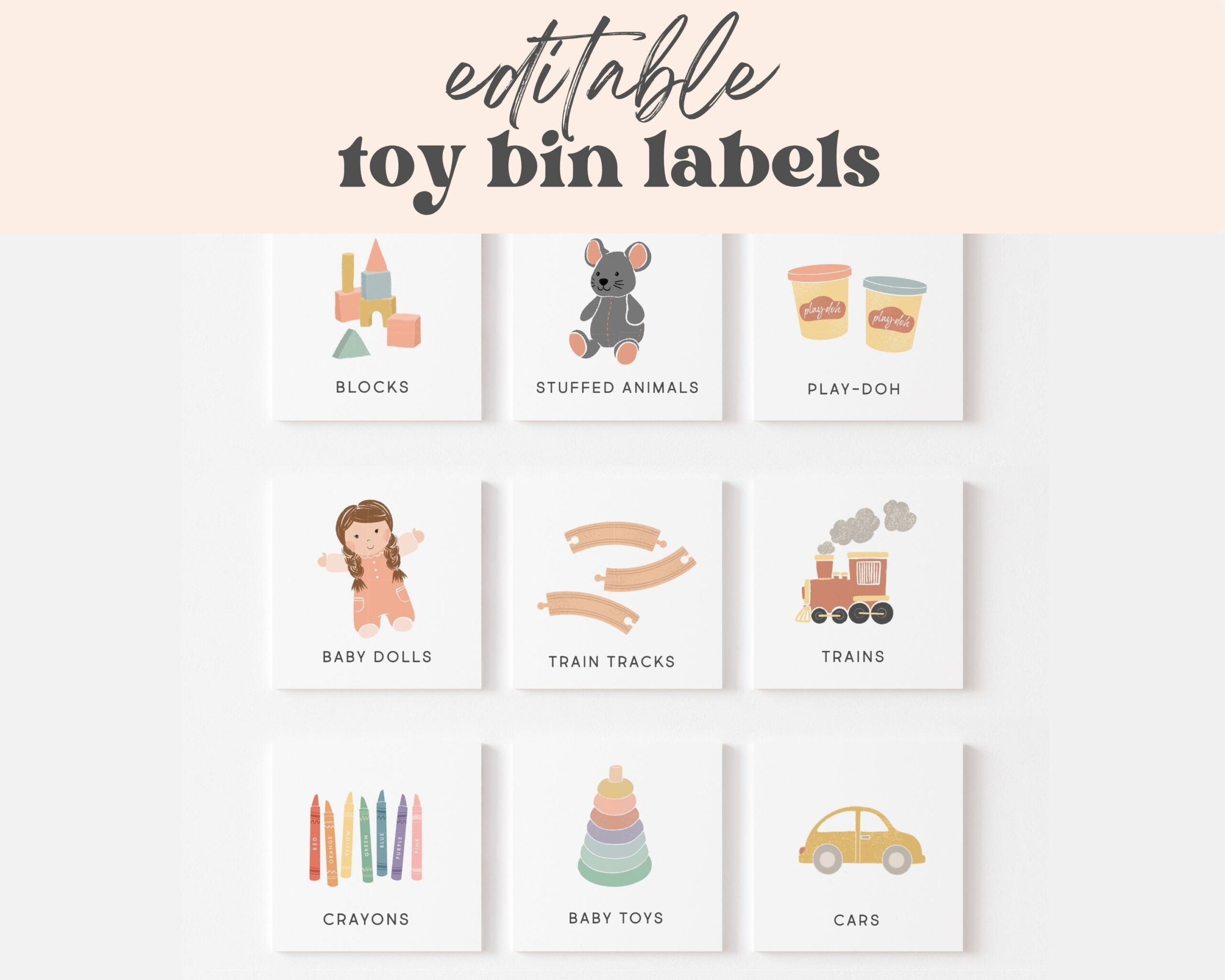 Editable Printable Toy Trofast Bin Storage Labels Visual Pictures Download Montessori Homeschool Pre k Classroom Playroom Organization Etsy