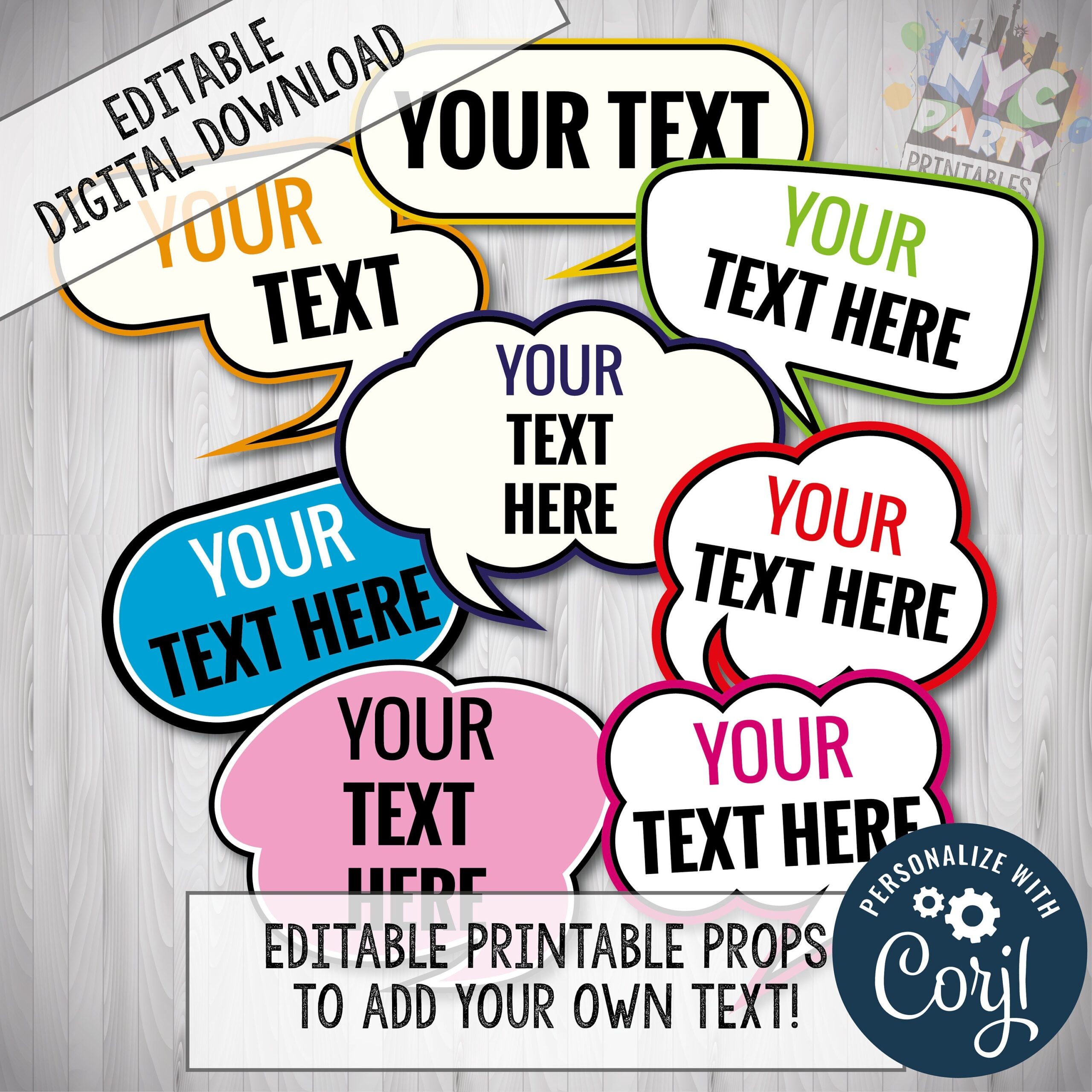 Editable Props Editable Photo Booth Props Add Your Text Edit W CORJL Photo Booth Props Printable Photo Booth Props Etsy