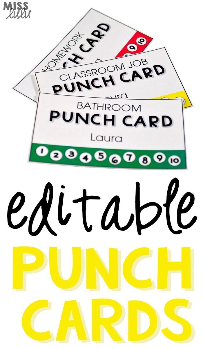 Editable Punch Pass Cards For Classroom Management
