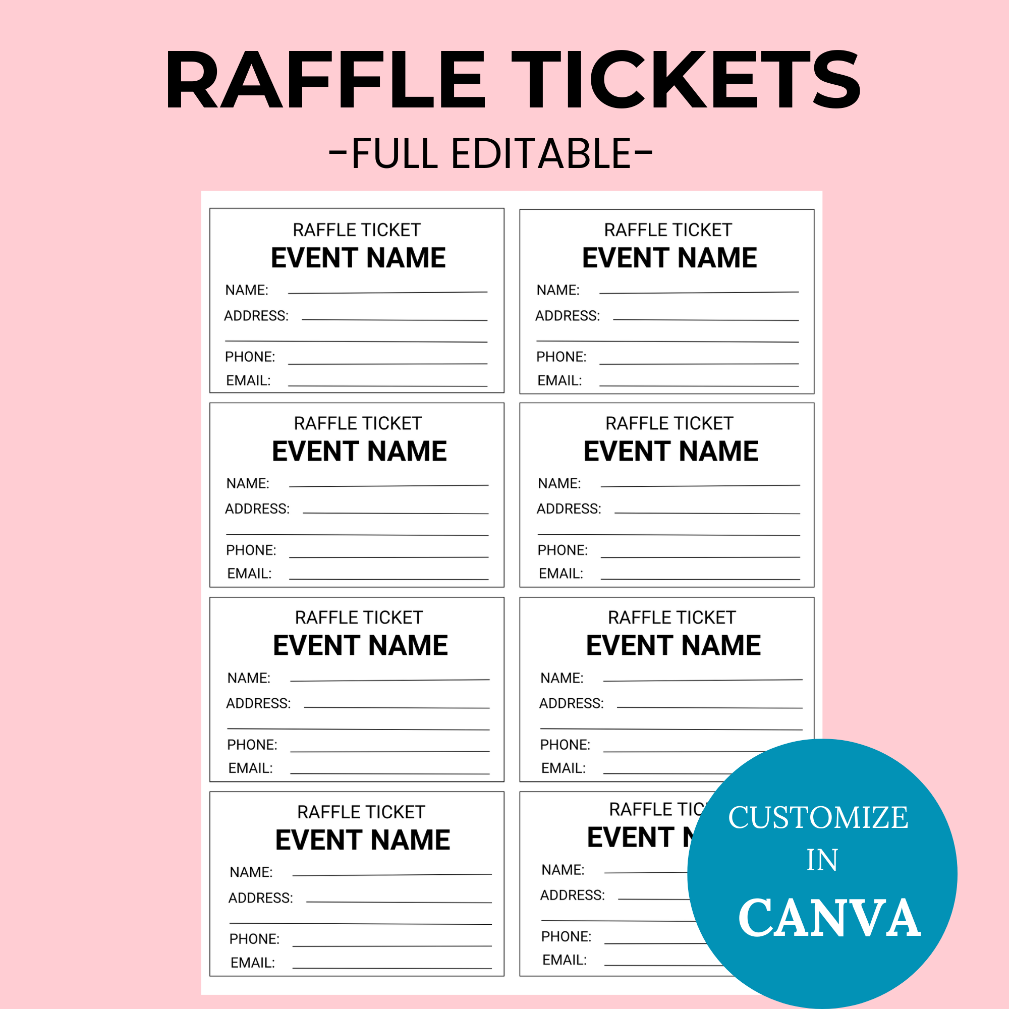 Editable Door Prize Tickets Printable