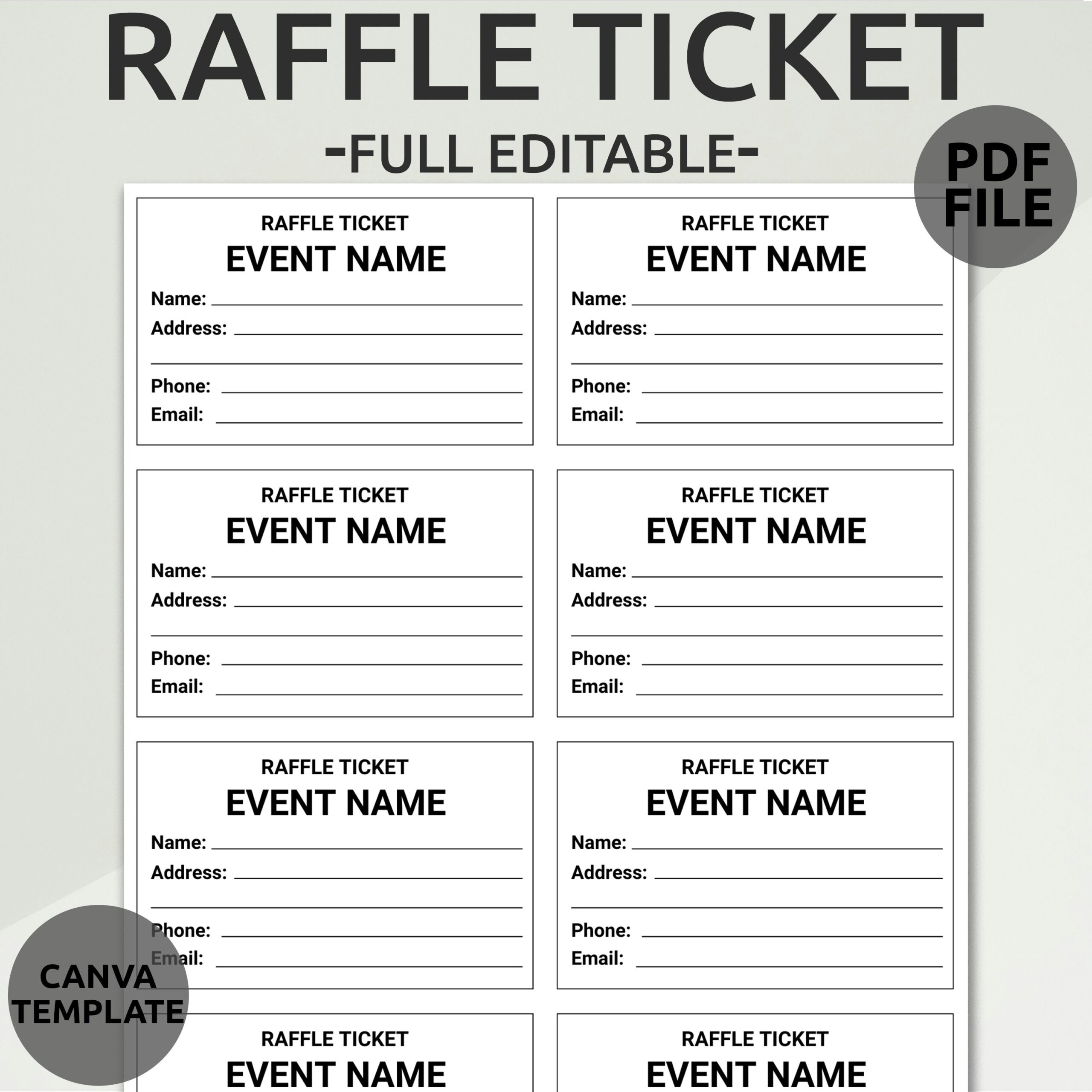 Editable Raffle Ticket Template Printable Custom Design PDF Etsy