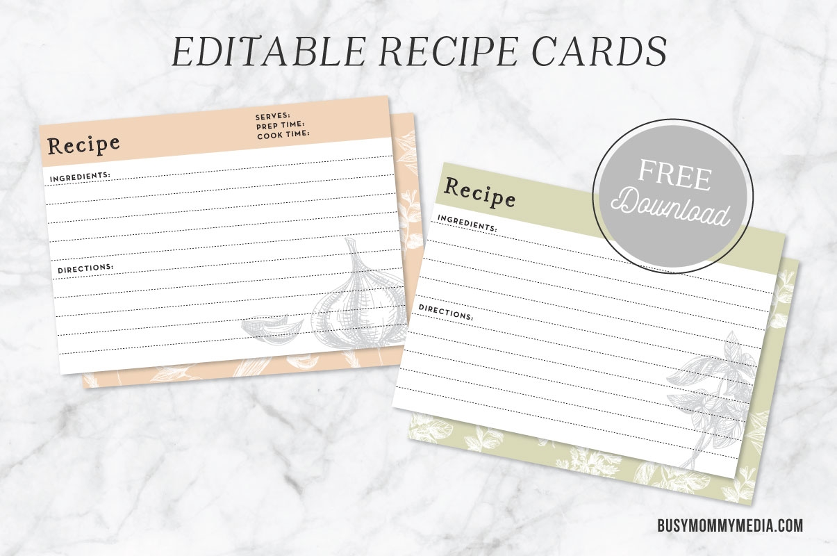 Editable Recipe Cards