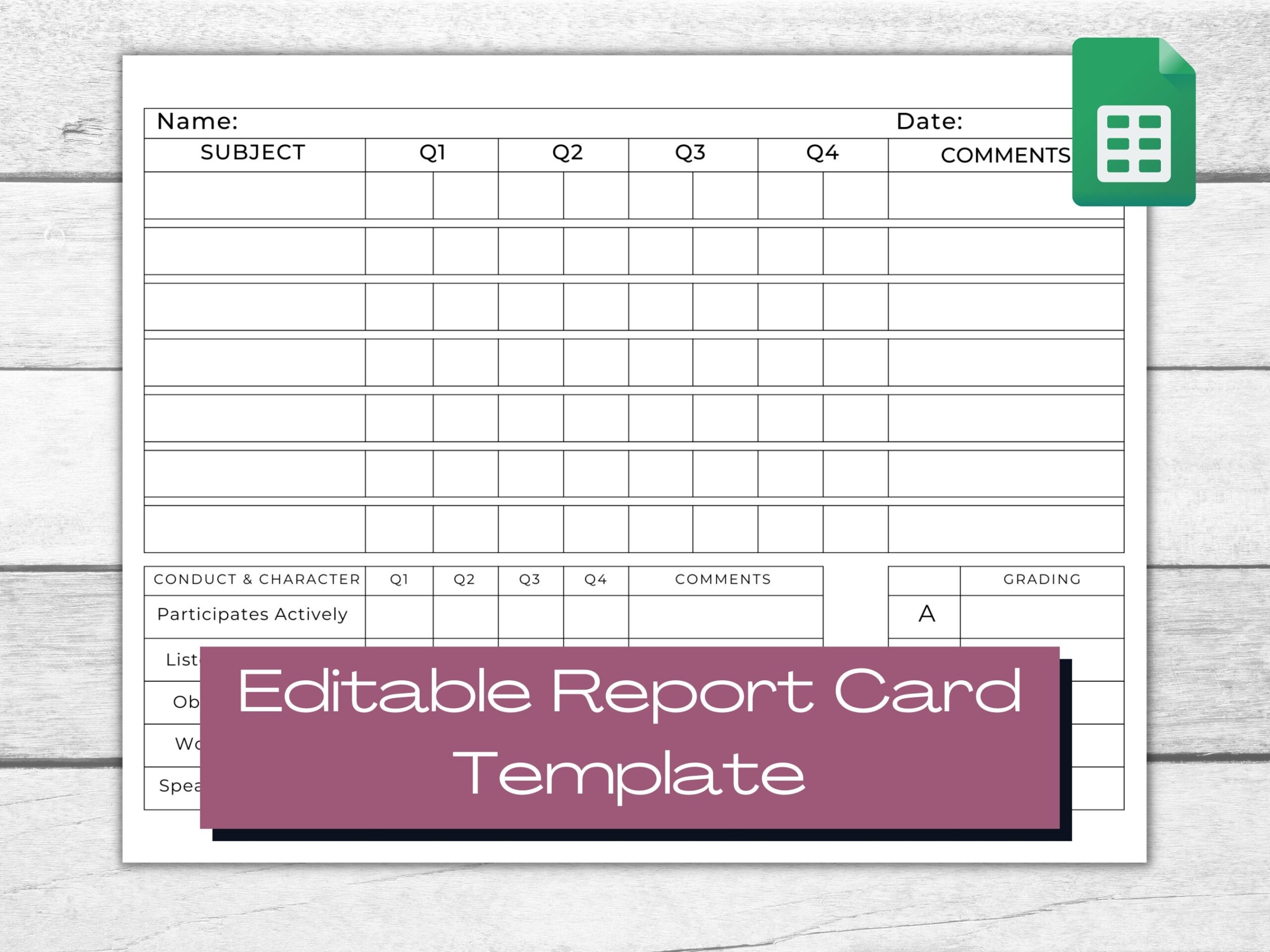 EDITABLE REPORT CARD Printable Homeschool Report Card Template Printable Progress Report Google Sheets Report Card Homeschool Printables Etsy