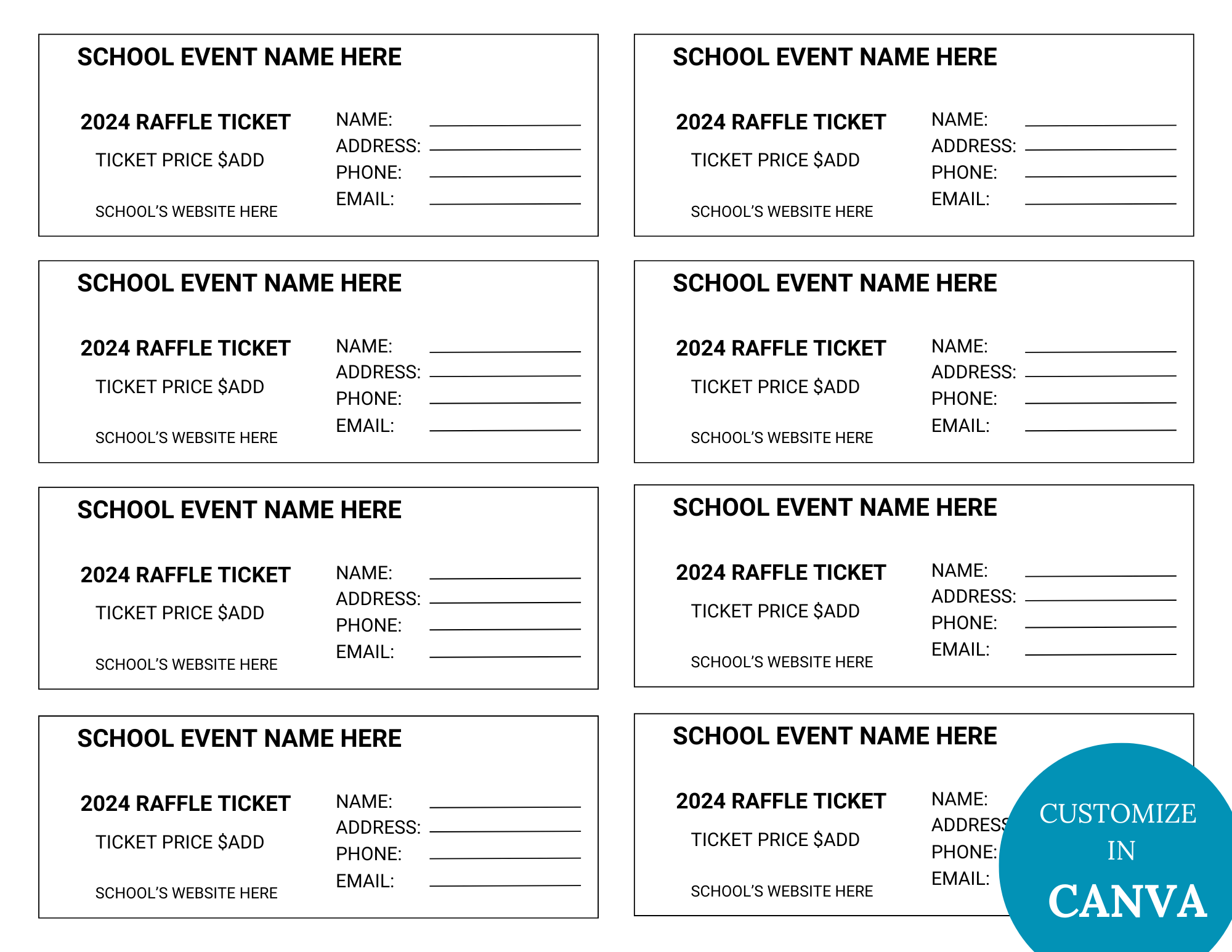 Editable Printable Raffle Ticket Template