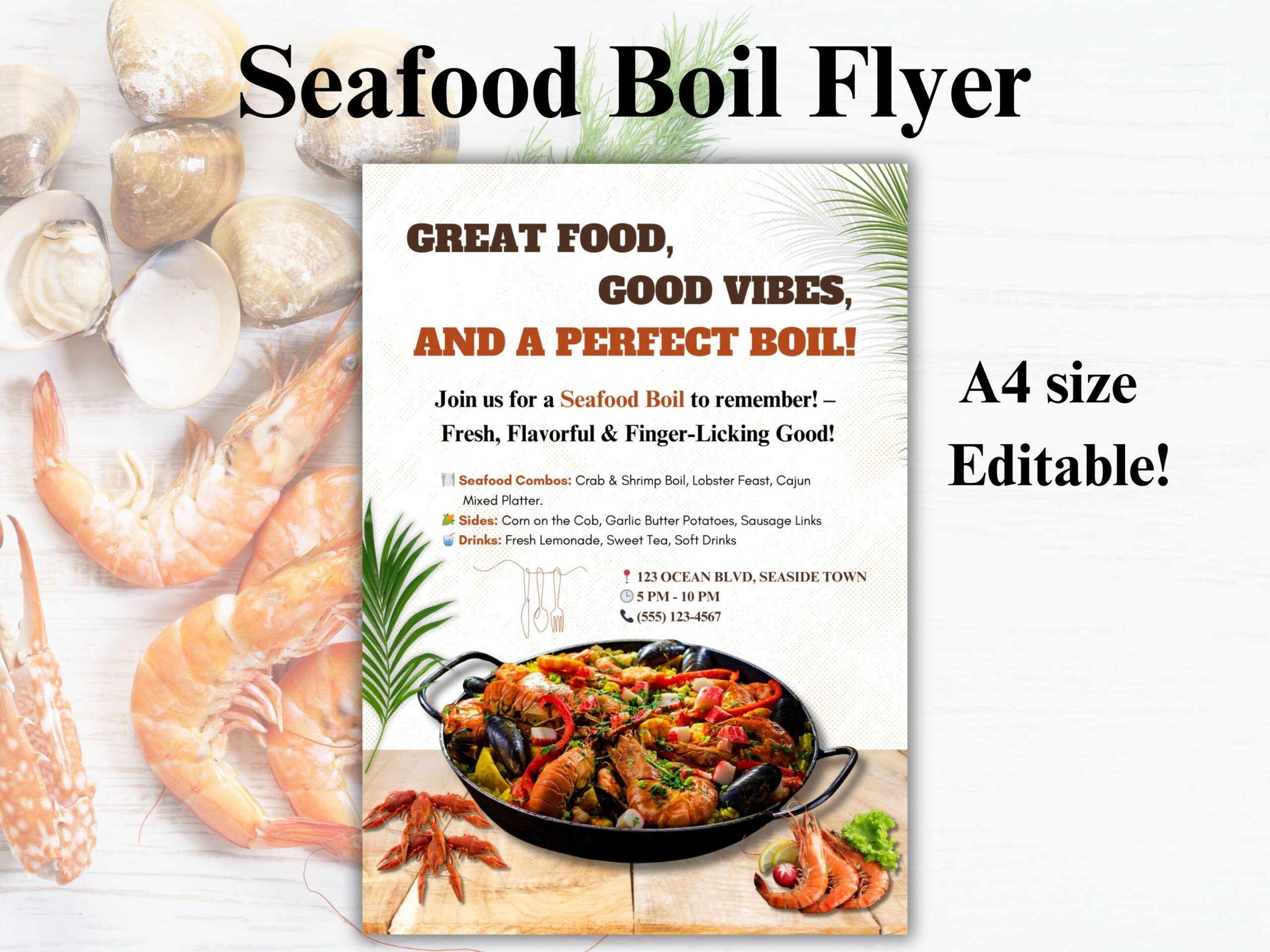 Editable Seafood Boil Invitation Template Backyard Seafood Party Flyer Seafood Cookout Invitation For Friends Family Crab Boil Invite Etsy