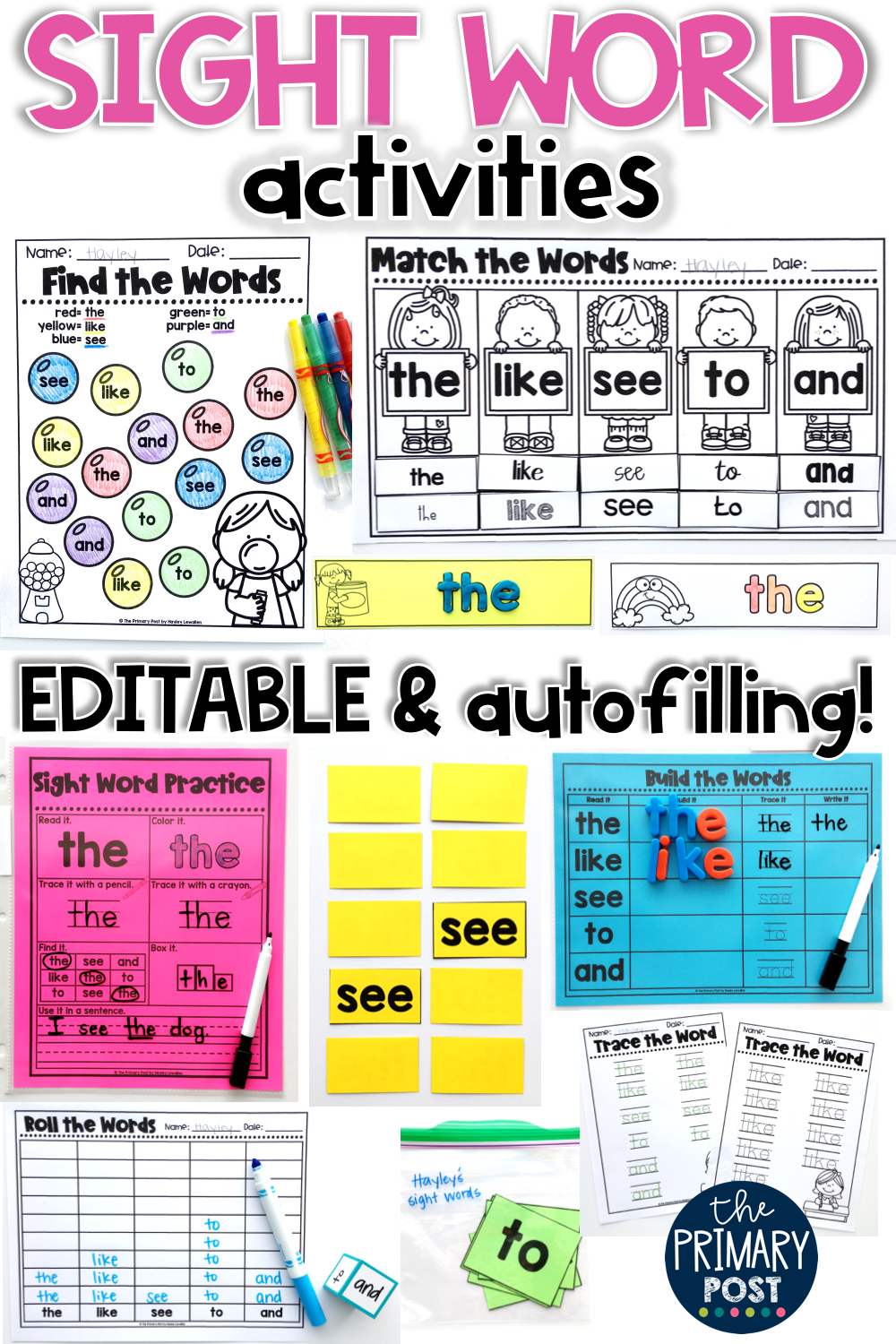 Free Printable Free Editable Sight Word Worksheets