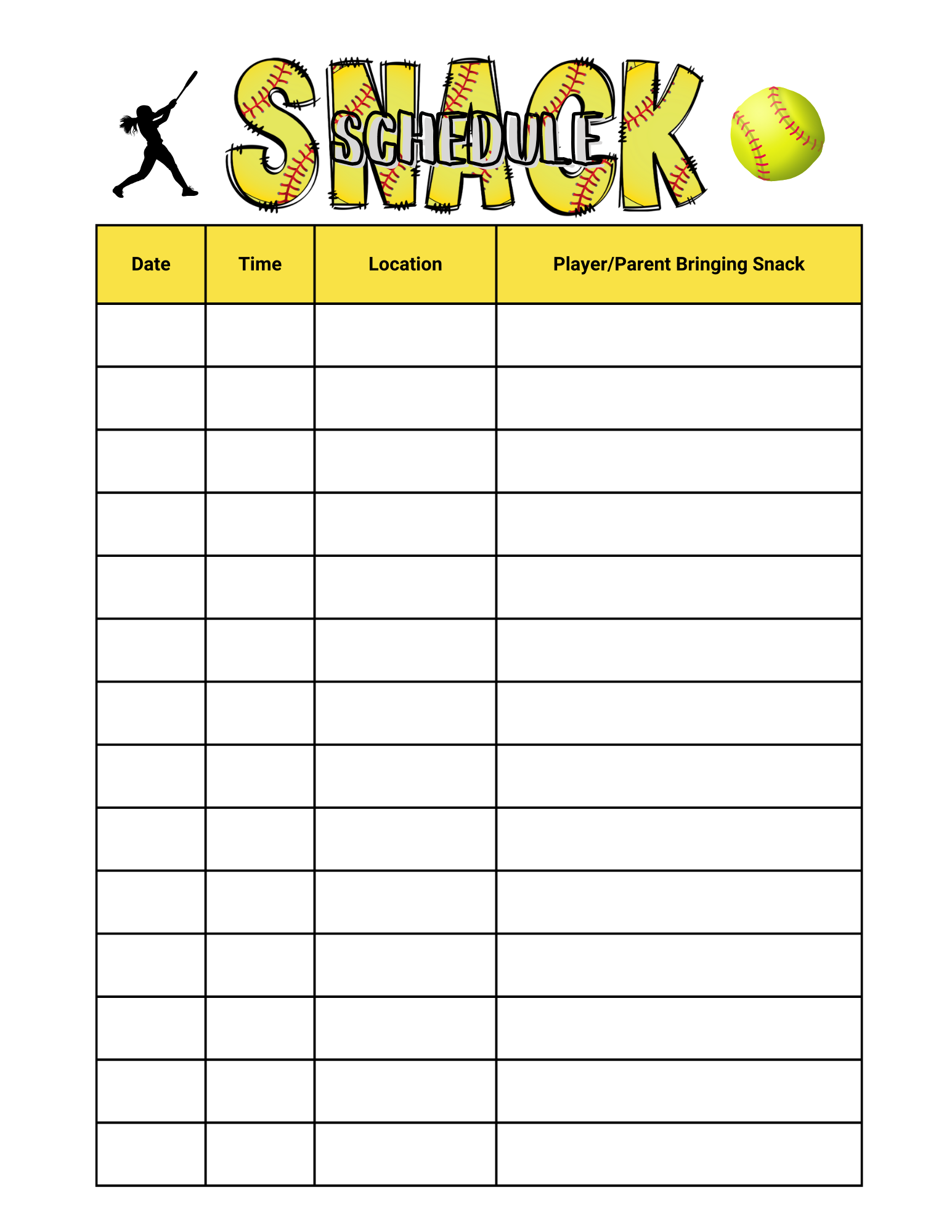 Free Printable Editable Snack Sign Up