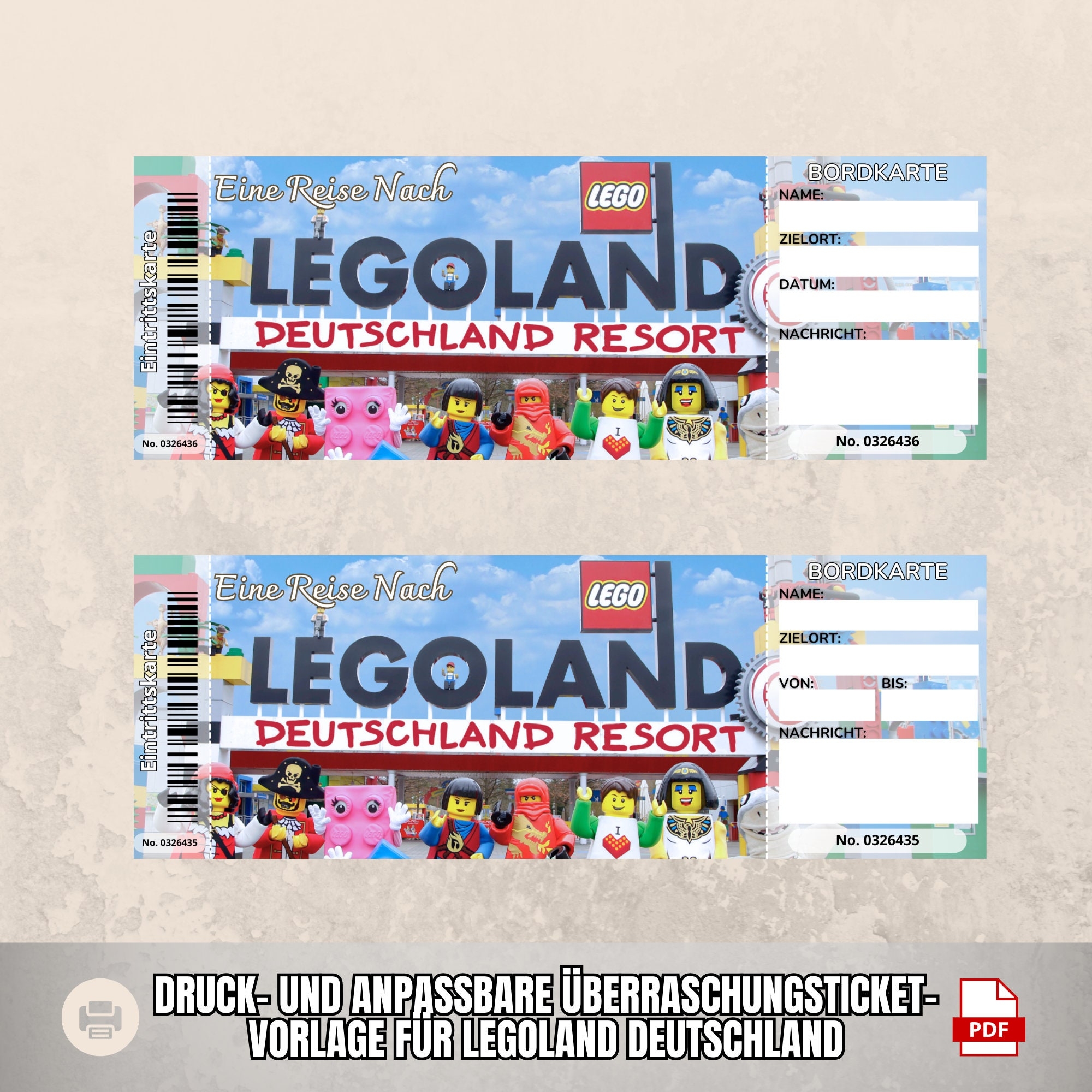 Editable Surprise Legoland Ticket Theme Park Gift Instant Download Etsy