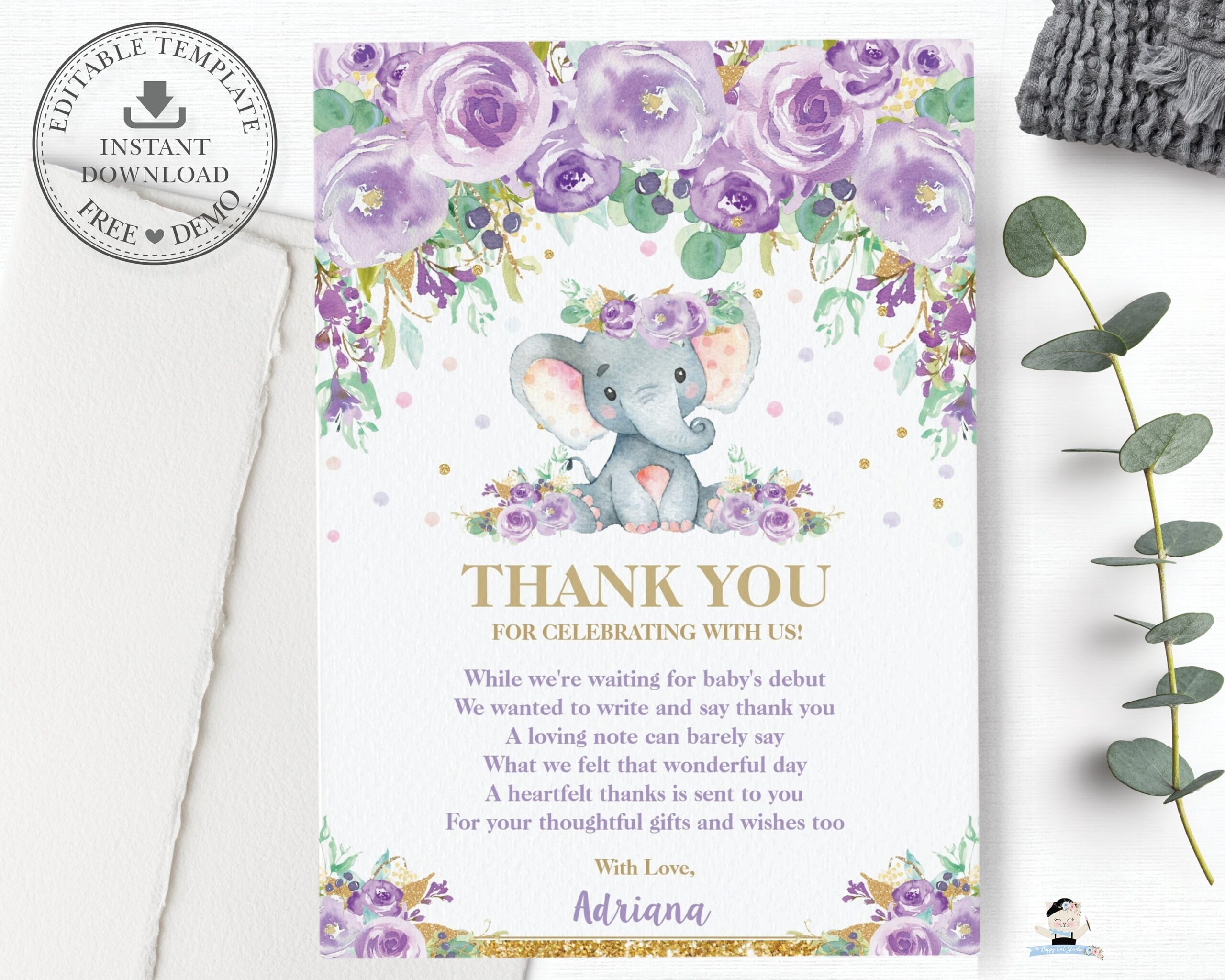 Printable Editable Thank You Cards Babyshower