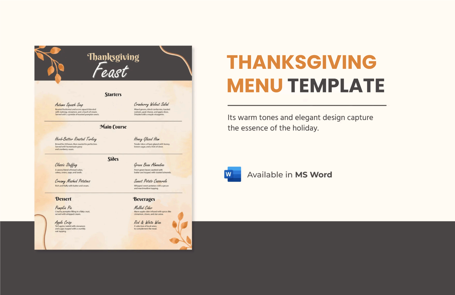 Microsoft Thanksgiving Editable And Printable Menus Template