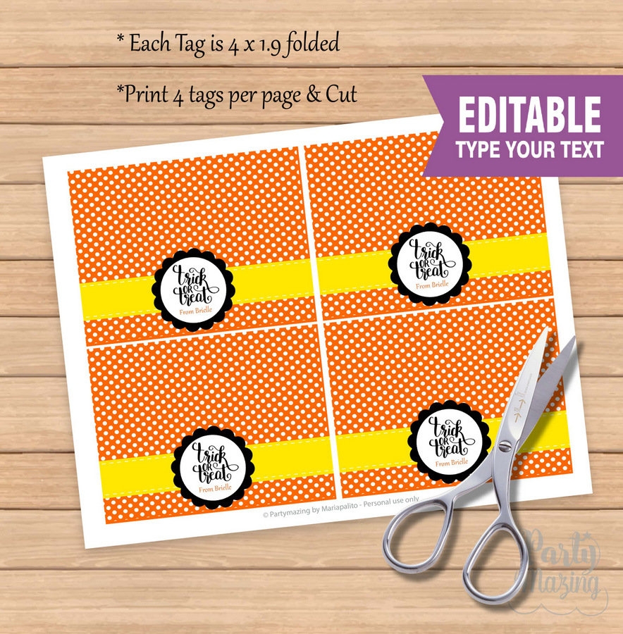 Editable Trick Or Treat Bag Topper Printable Halloween Treat Bags PK20 E207 Partymazing