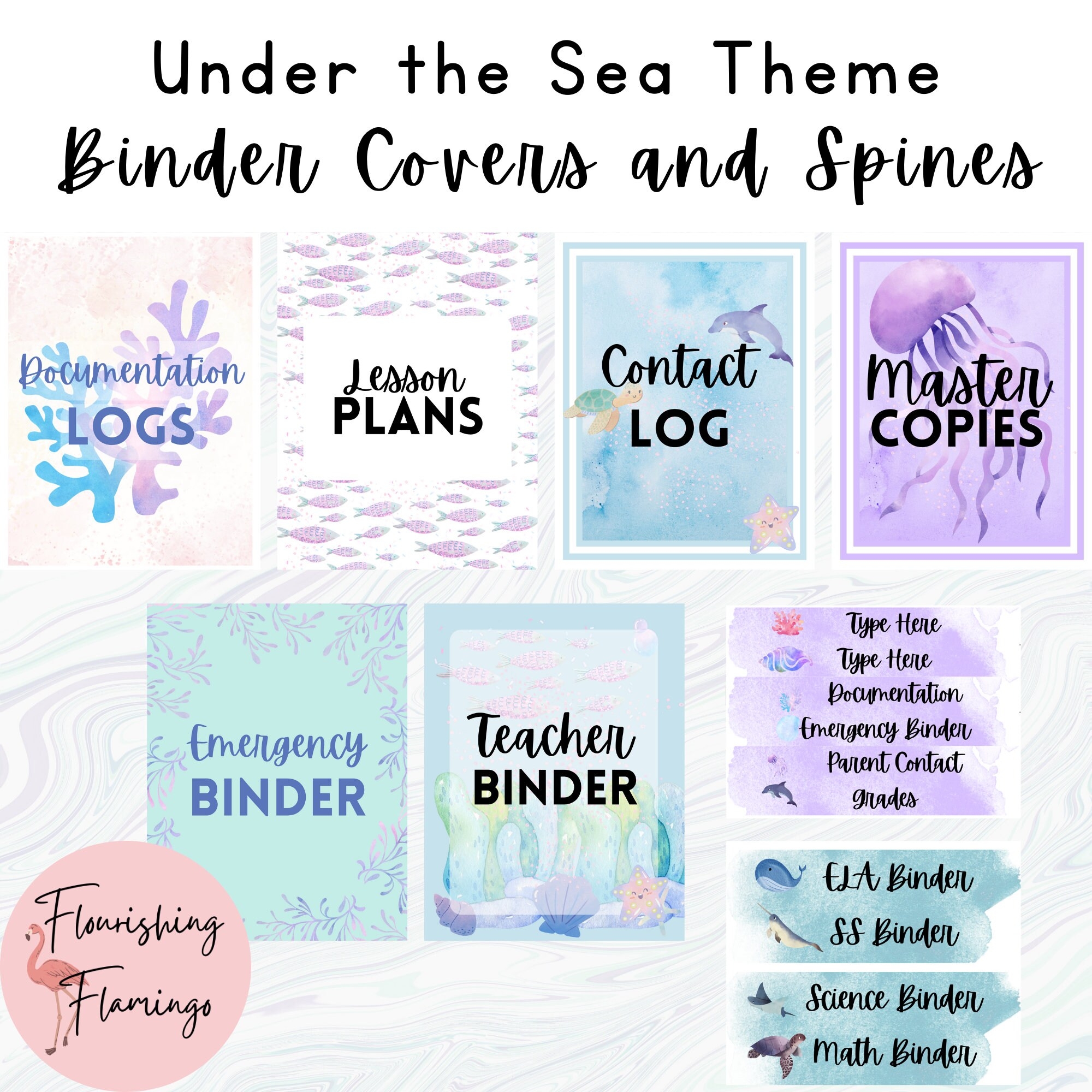 EDITABLE Under The Sea Teacher Binder Covers And Spines Back To School Teacher Items Printable Binder Covers Binder Template Ocean Class Etsy