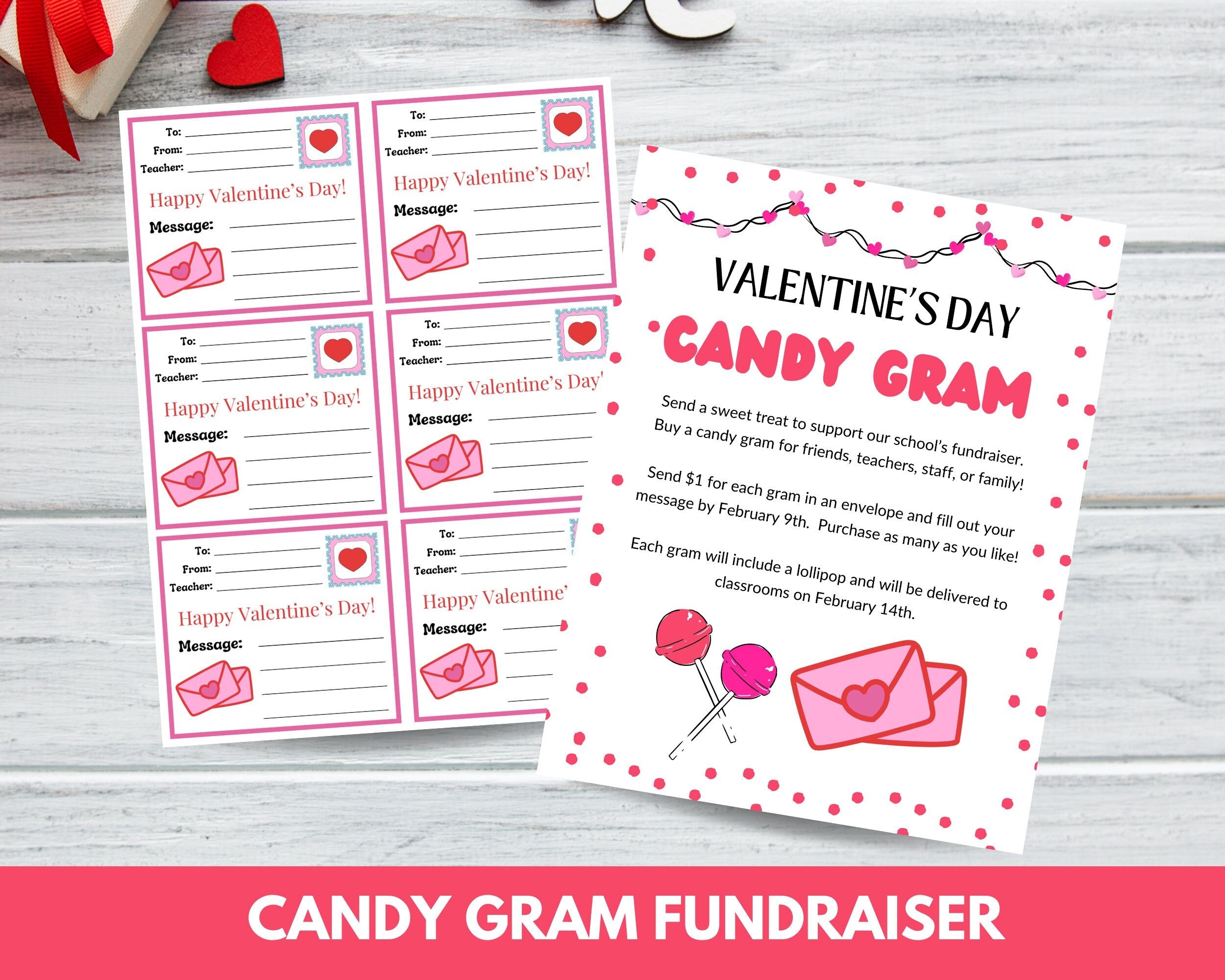 Editable Valentine s Day Candy Gram Form Valentine School Fundraiser Flyer Valentine Heart Candy Gram Printable PTA PTO Fundraiser Etsy