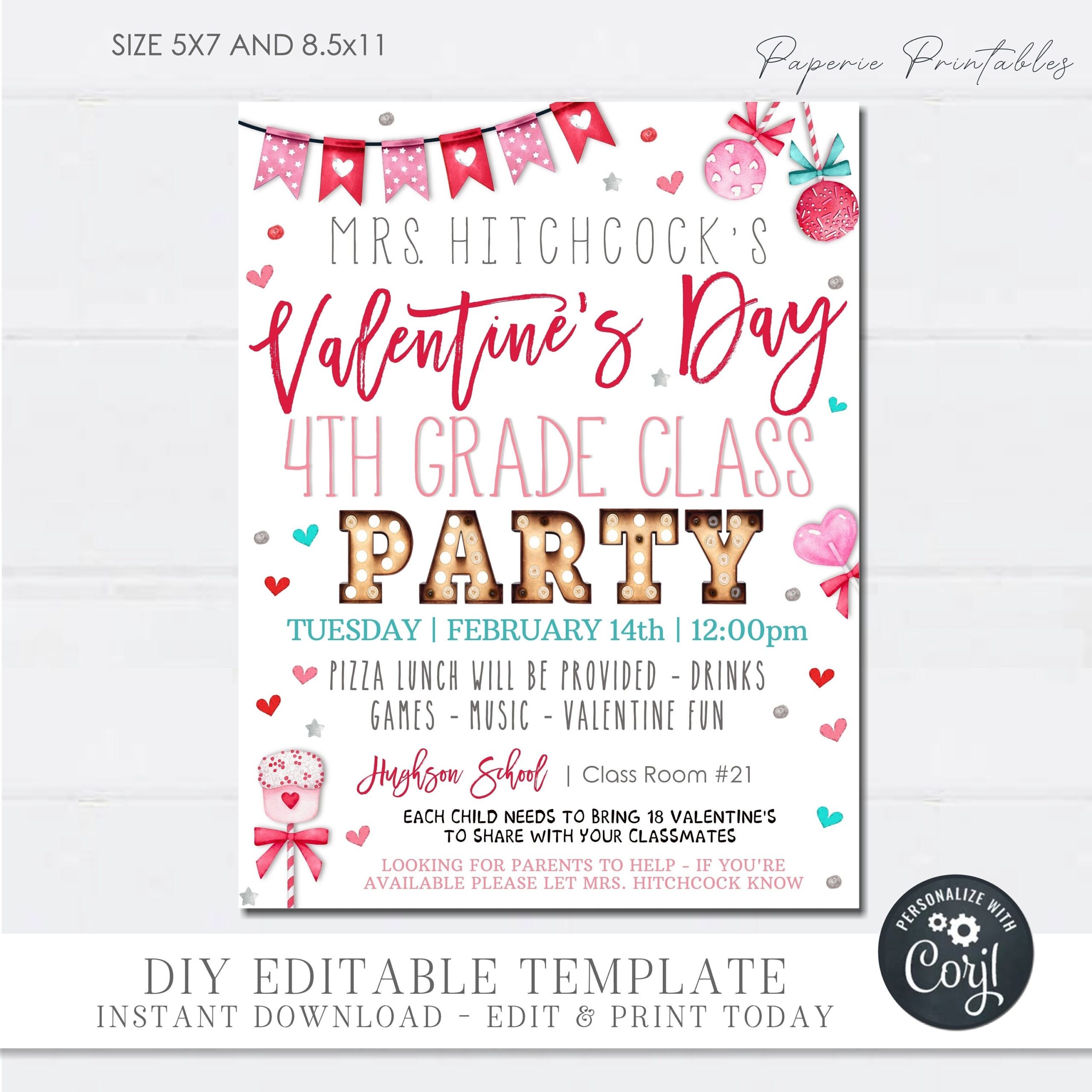 EDITABLE Valentine s Day Class Party Invitation Valentine s Day Party Class Party Invitation Valentines Day Party DIY With Cojrl VP18 Etsy