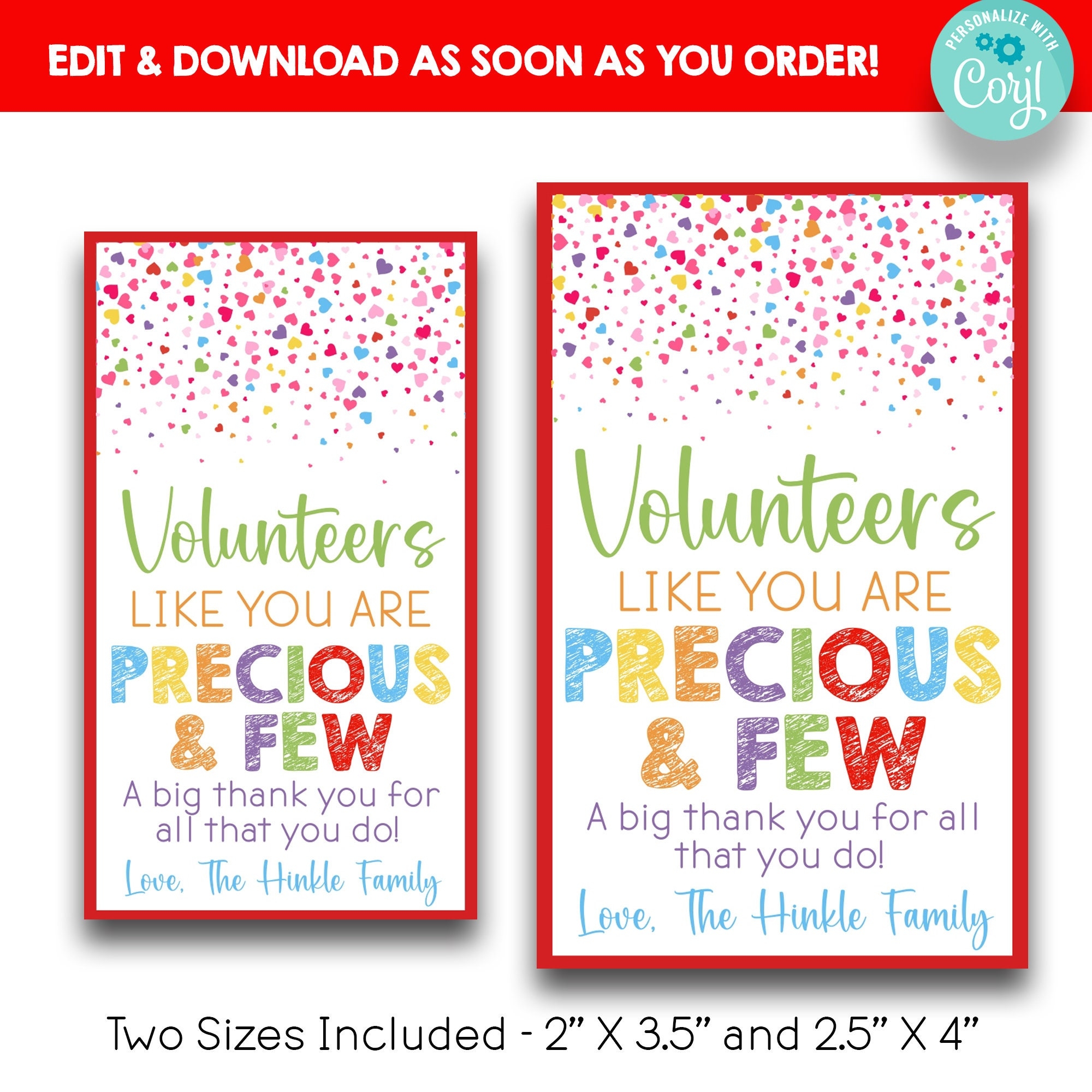EDITABLE Volunteers Like You Are Precious And Few Appreciation Gift Tags Volunteer Thank You Treat Tags Printable Volunteer Gift Tags Etsy