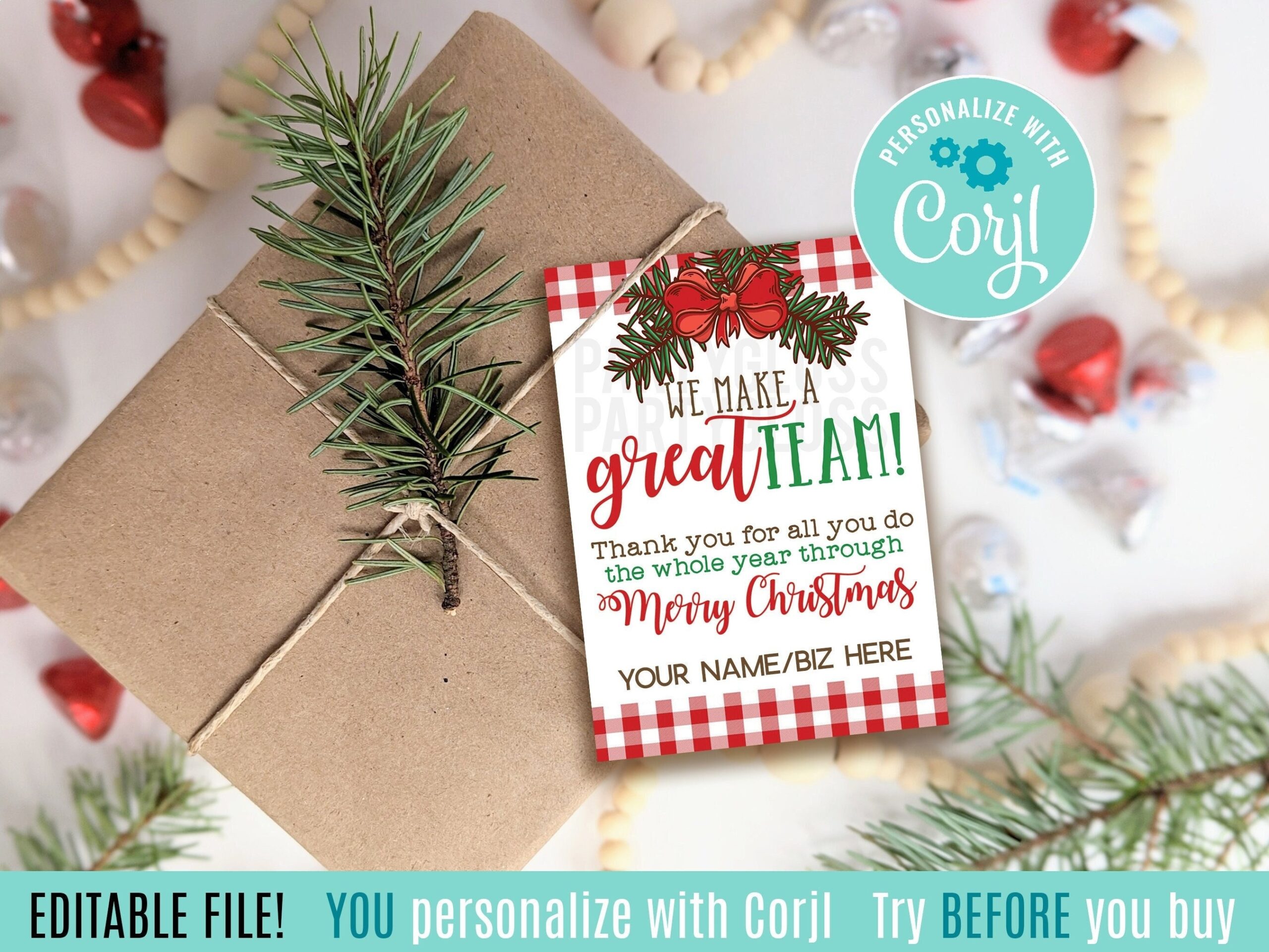 Editable We Make A Great Team Merry Christmas Appreciation Printable Gift Tags Clients Customer Referral Drop By Treats Coworkers Team Staff Etsy