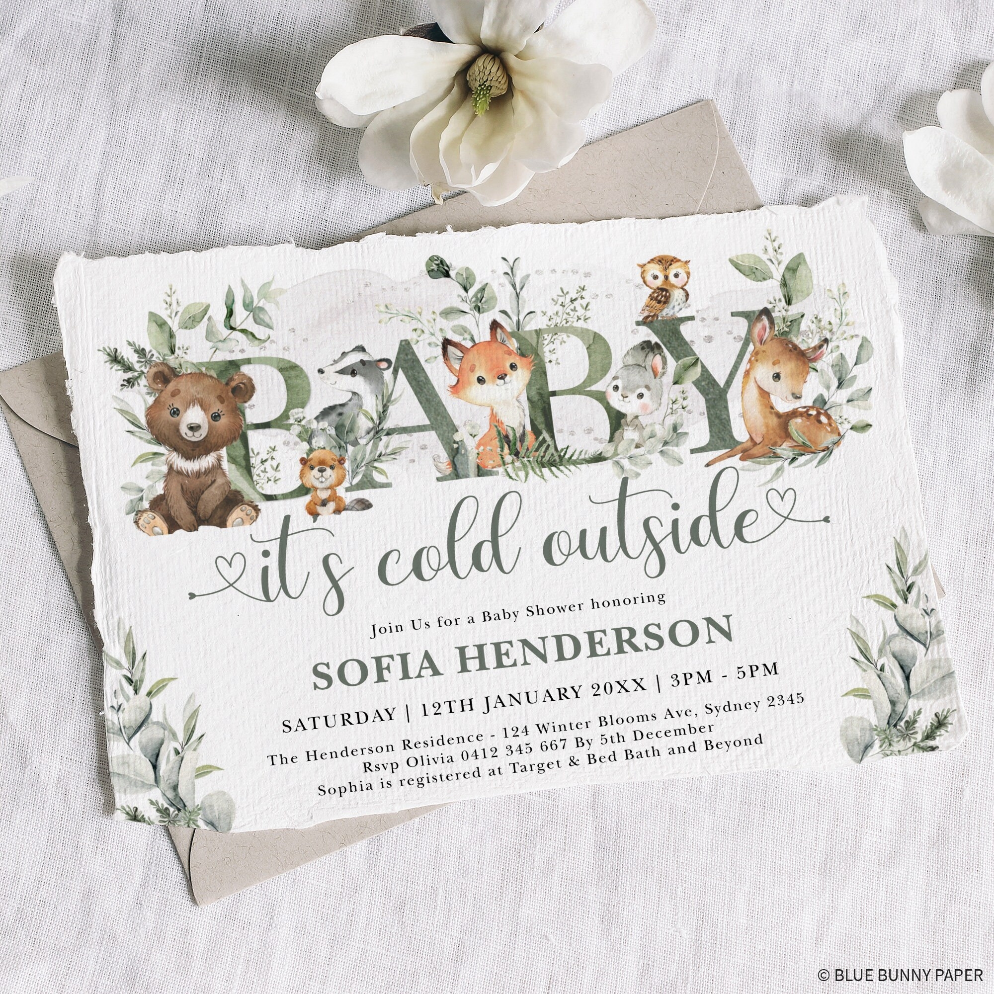 Free Printable Editable Baby Shower Invitation Templates Winter